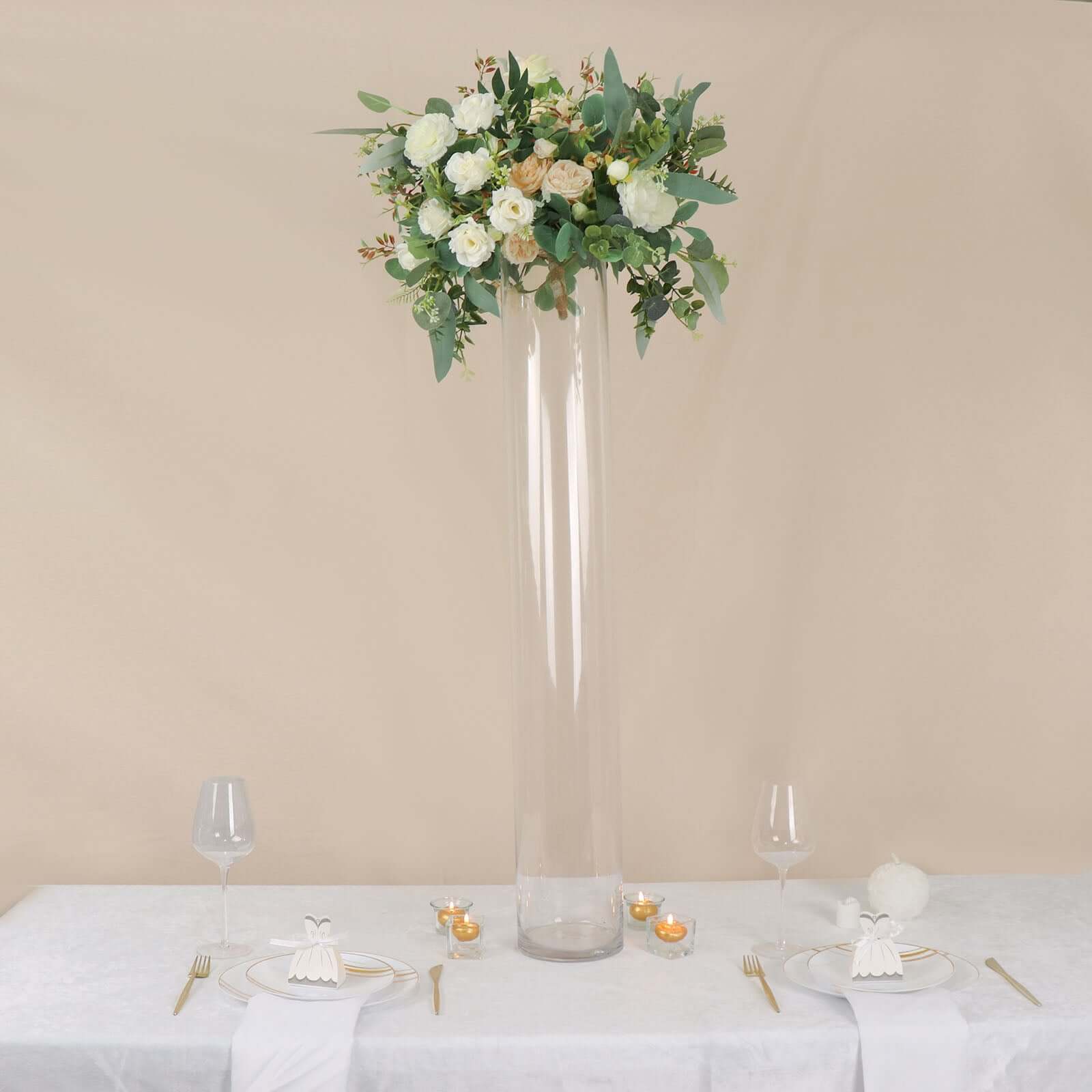 2-Pack Glass Flower Vases Cylinder Design Heavy Duty Clear - Stylish Centerpieces for Weddings 40