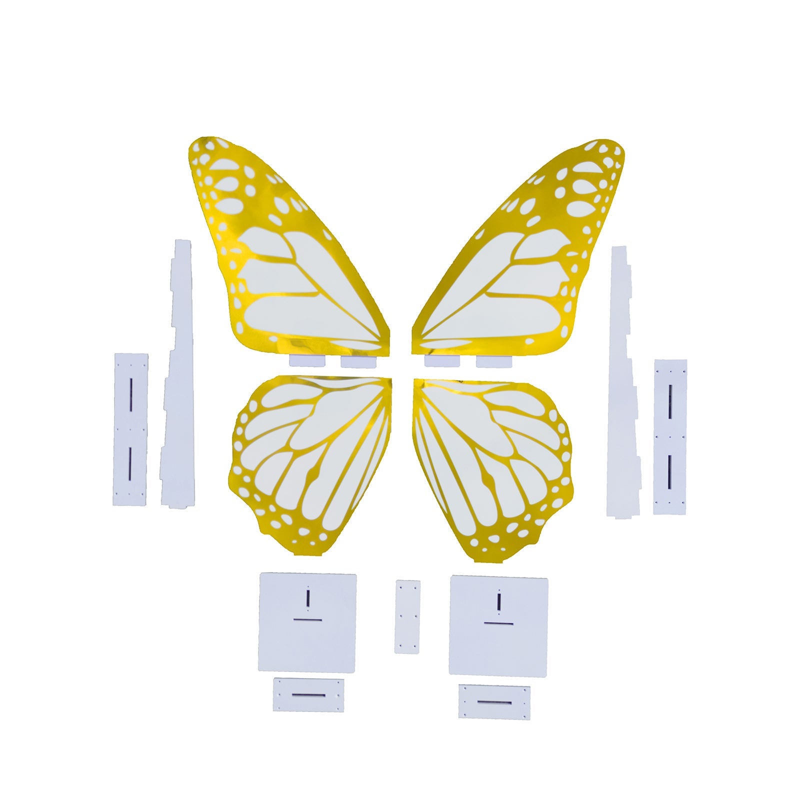 3ft Large Butterfly Party Props Decor, White and Gold Butterfly Foamboard Stand