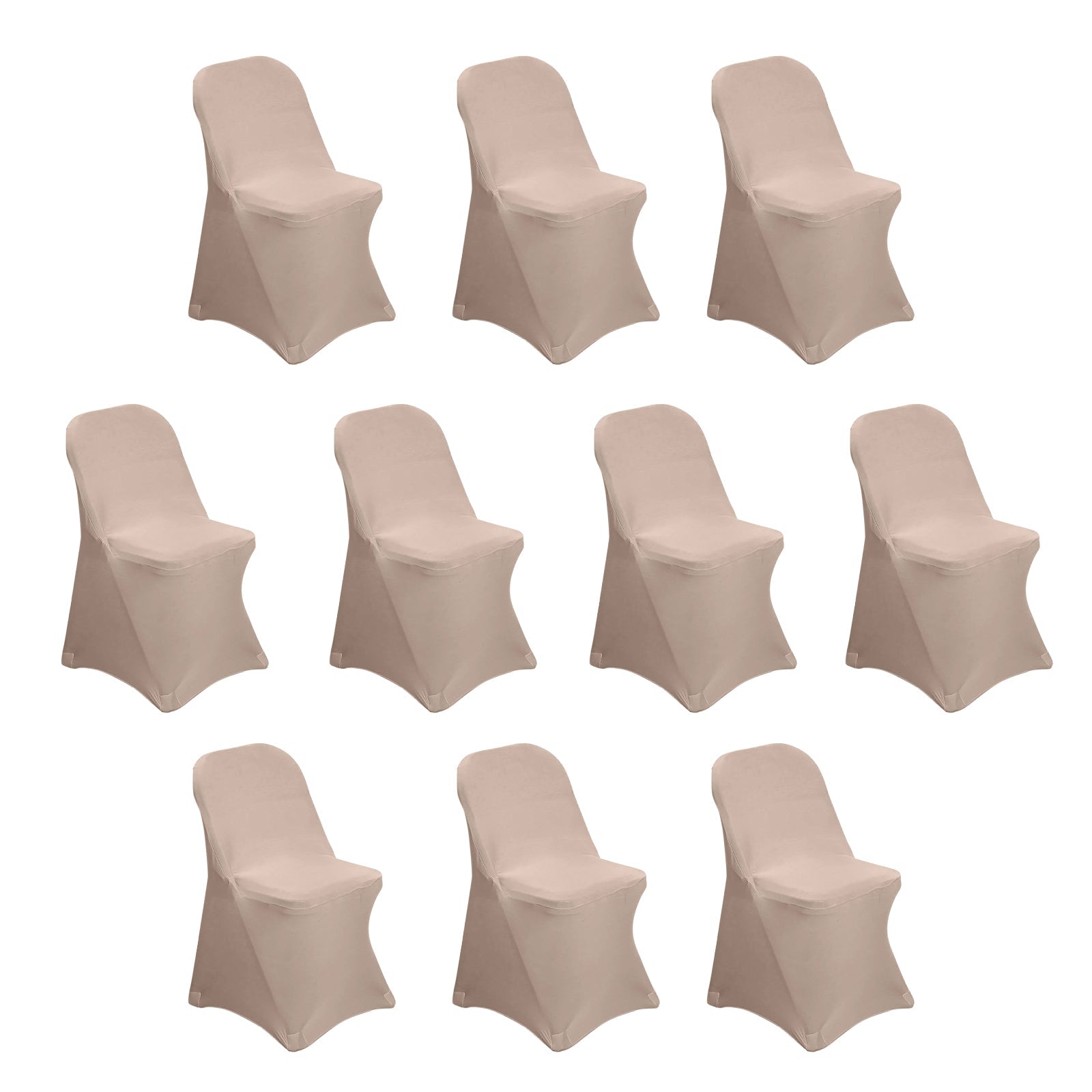 10 Pack Stretch Spandex Chair Covers Nude for Folding Chairs - Durable 160GSM Fitted Slipcovers