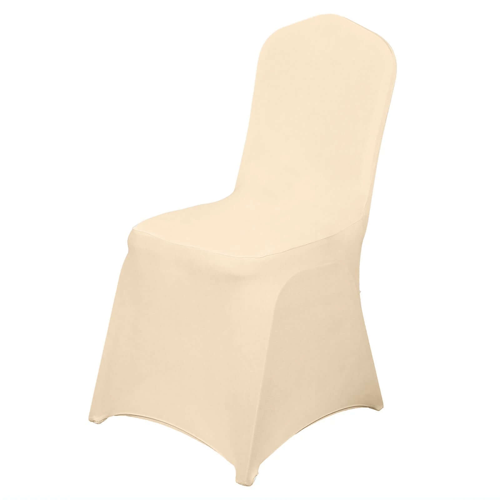 Spandex Chair Cover for Banquet Chairs Beige - Stretch 160GSM Fabric with Slip-On Slipcover