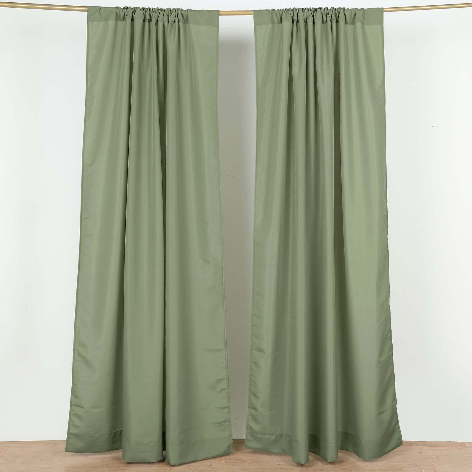 2 Pack Dusty Sage Green Polyester Event Curtain Drapes, 10ftx8ft Backdrop Event Panels With Rod Pockets 130 GSM