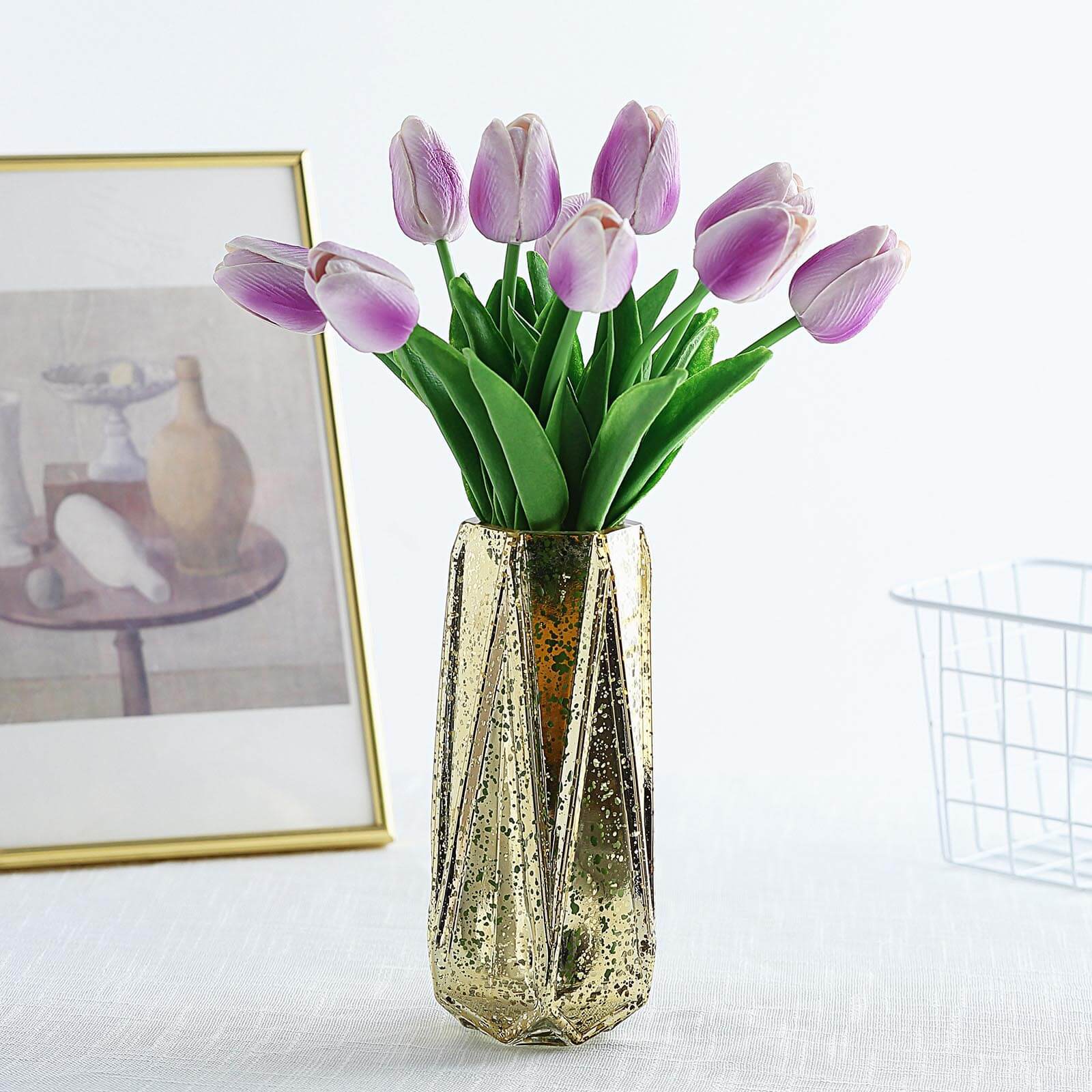 10 Stems 13 Lavender Lilac Real Touch Artificial Foam Tulip Flowers