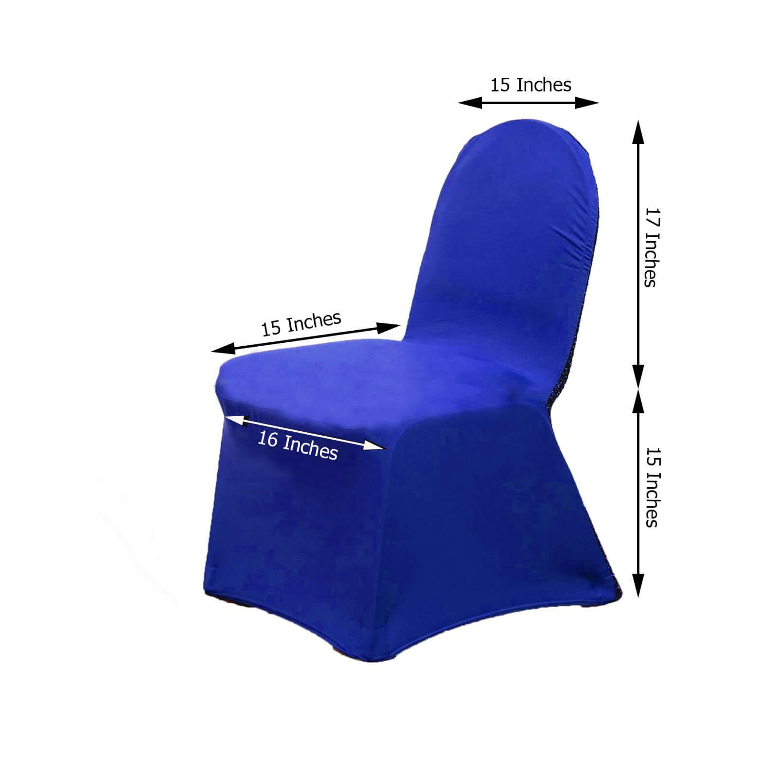 Spandex Chair Cover with Metallic Shimmer Tinsel Back for Banquet Chairs Royal Blue - Fitted Slipcover