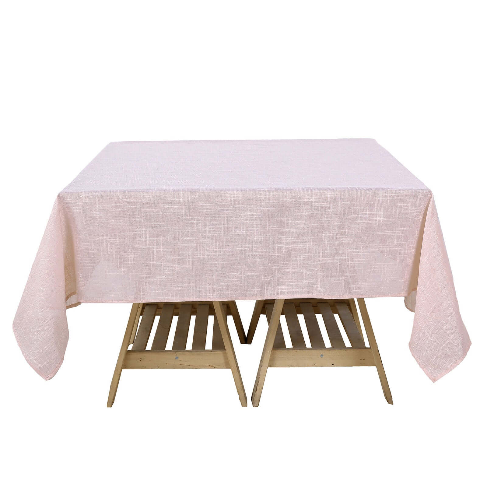 Linen 72x72 Table Overlay Square Tablecloth Blush - Slubby Textured Wrinkle-Resistant Design for Stylish Occasions