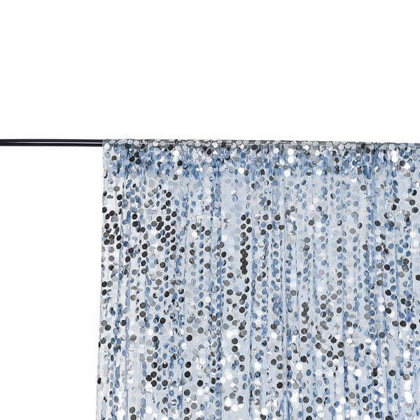 8ftx8ft Dusty Blue Big Payette Sequin Event Curtain Drapes, Backdrop Event Panel