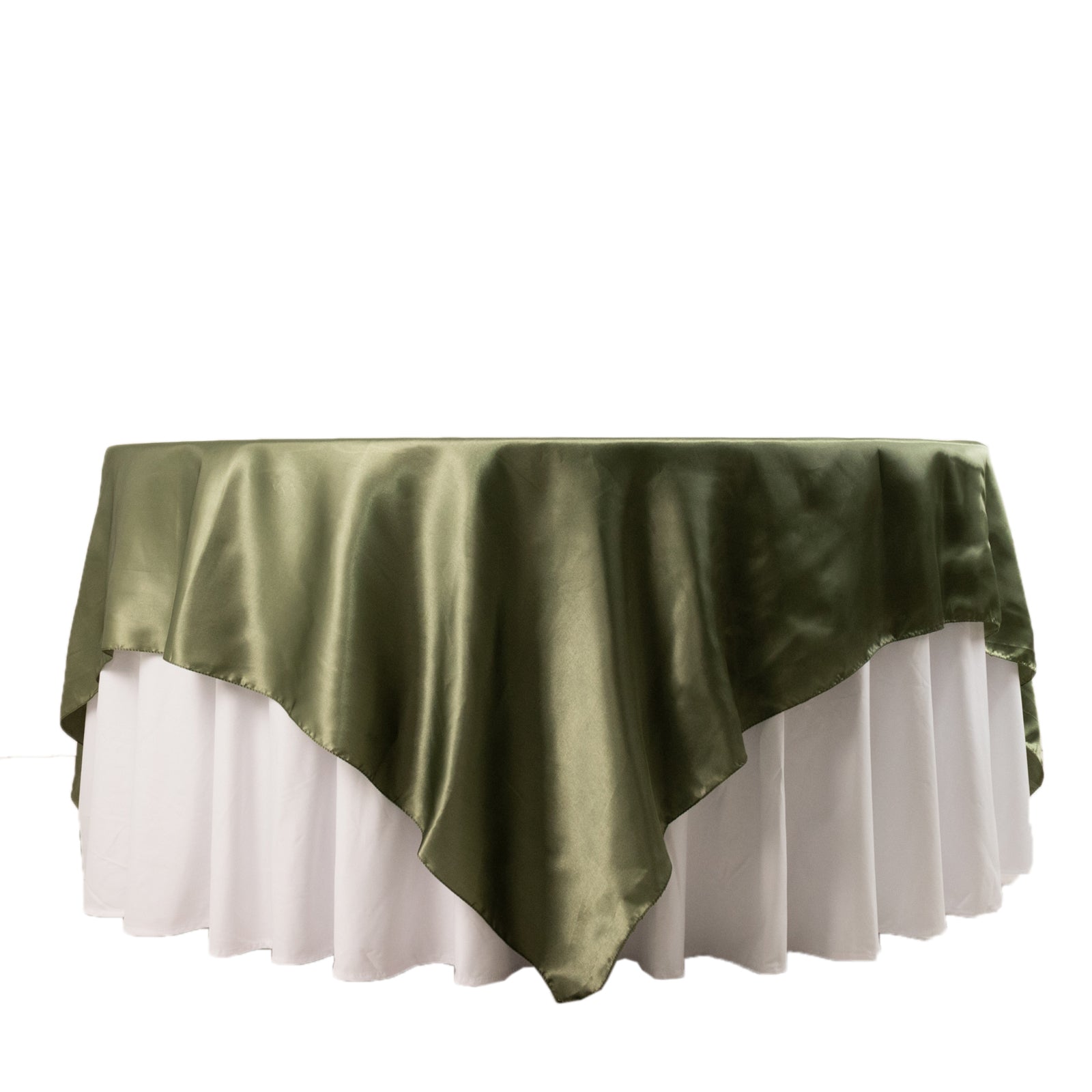 Satin 90x90 Table Overlay Square Tablecloth Dusty Sage Green - Smooth Finish Table Topper