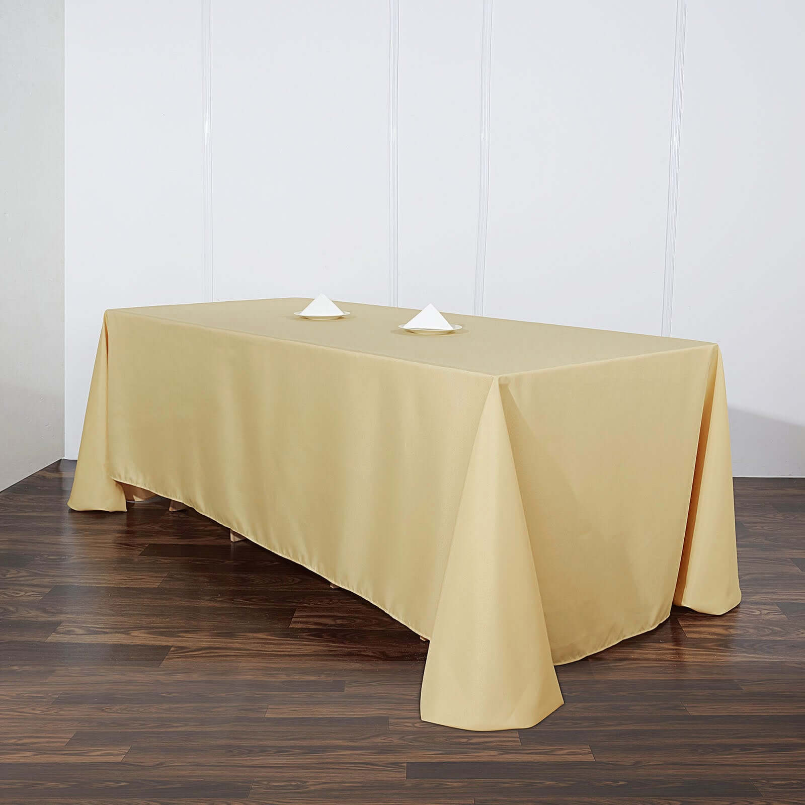 Polyester 90x132 Rectangle Tablecloth Champagne - Seamless Wrinkle-Resistant Table Cover