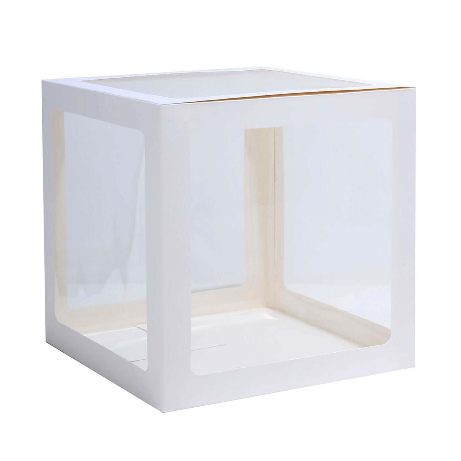 2 Pack 12 White Clear Baby Shower Party Decoration Boxes, Transparent DIY Balloon Boxes