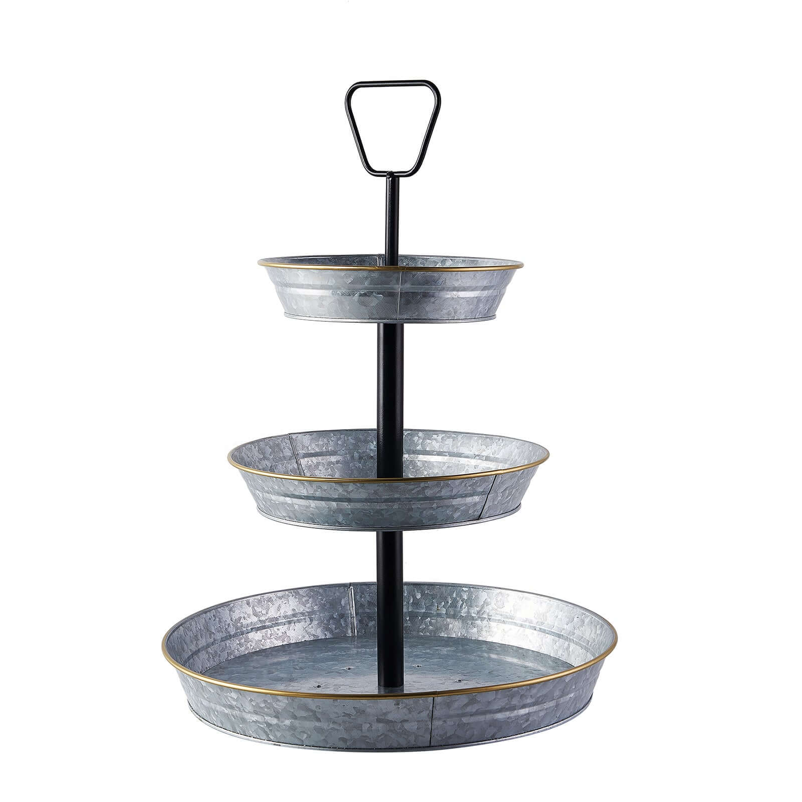 3-Tier Galvanized Metal Cupcake Stand 20 Silver - Sturdy Dessert Serving Tray Platter for Rustic Themed Weddings Backyard Parties & Holiday Spreads