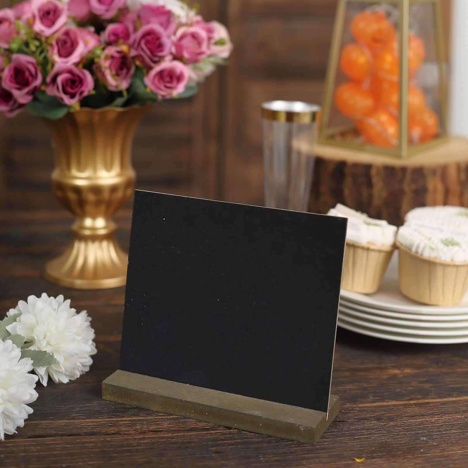 6-Pack Mini Table Chalkboard Signs Rustic Wood Base Stands - Perfect for Weddings and Parties 6