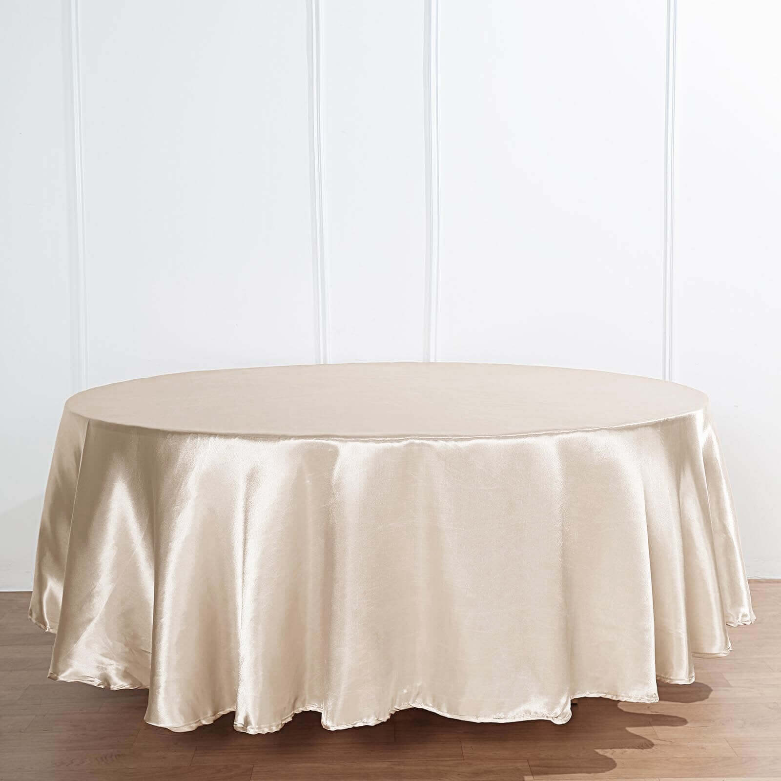 Satin 90 Round Tablecloth Beige - Smooth and Lustrous Table Cover