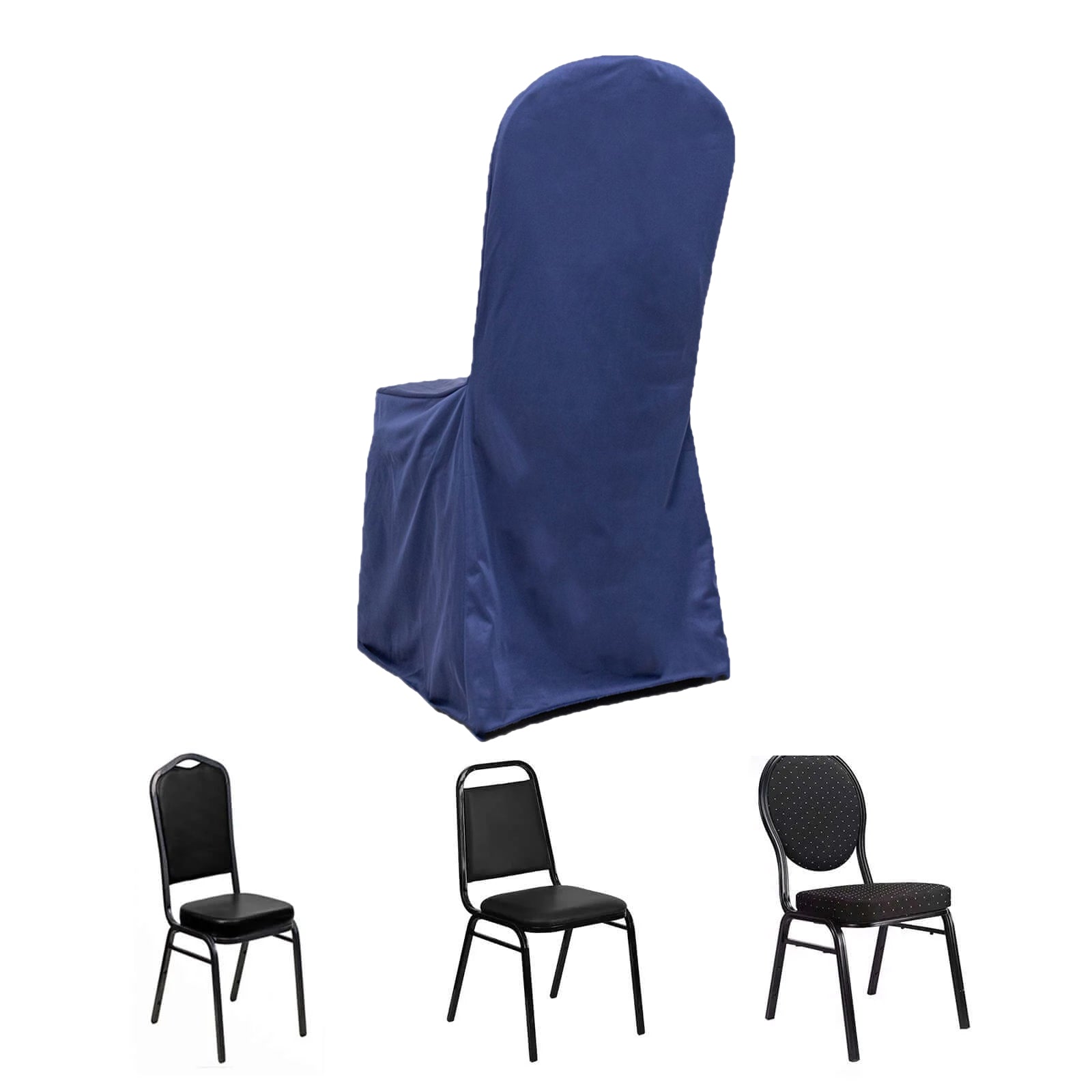 Scuba Stretch Chair Cover Navy Blue for Banquet Chairs Slim Fit Design - Wrinkle Free and Durable Slipcover