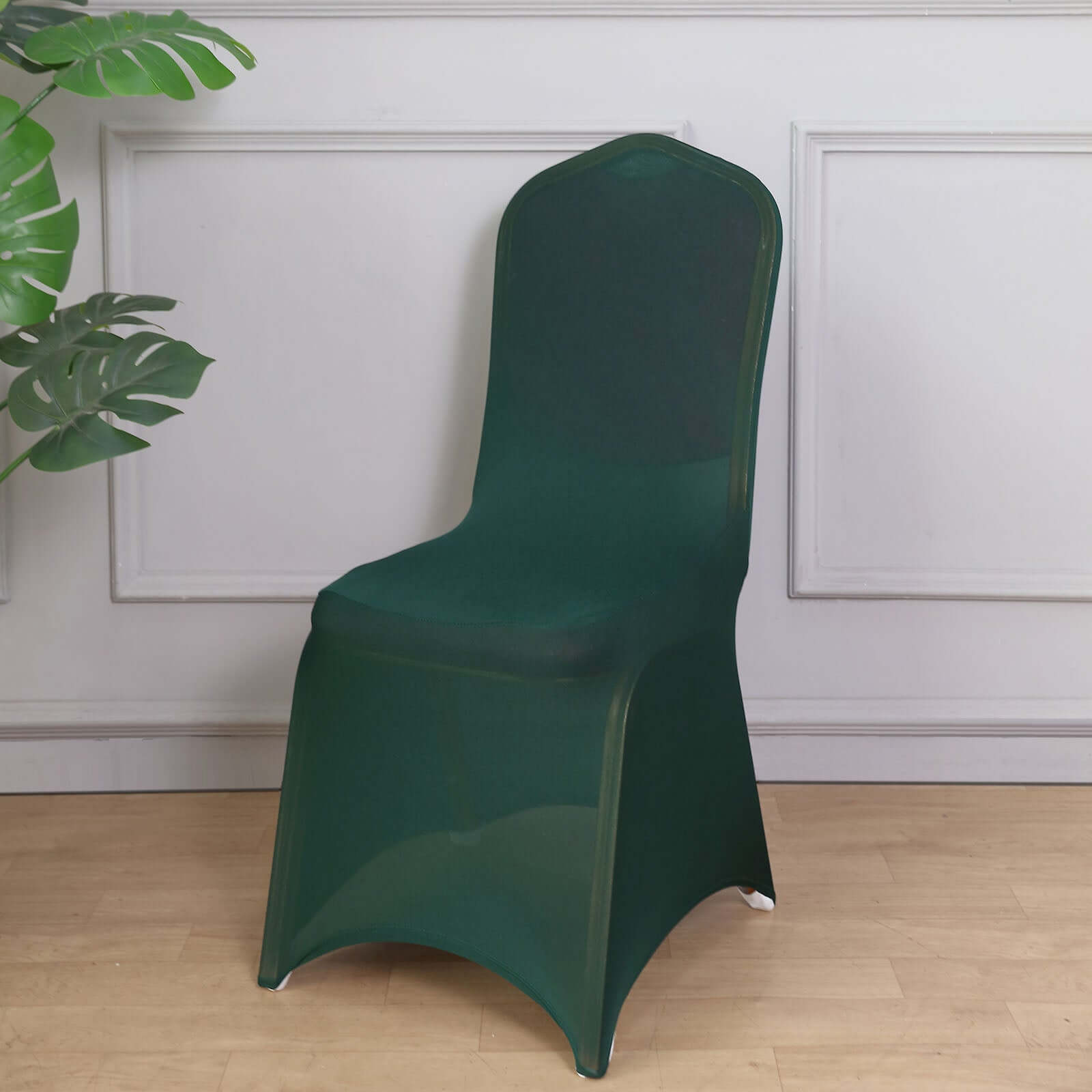 Spandex Chair Cover for Banquet Chairs Hunter Emerald Green - Stretch 160GSM Fabric with Slip-On Slipcover