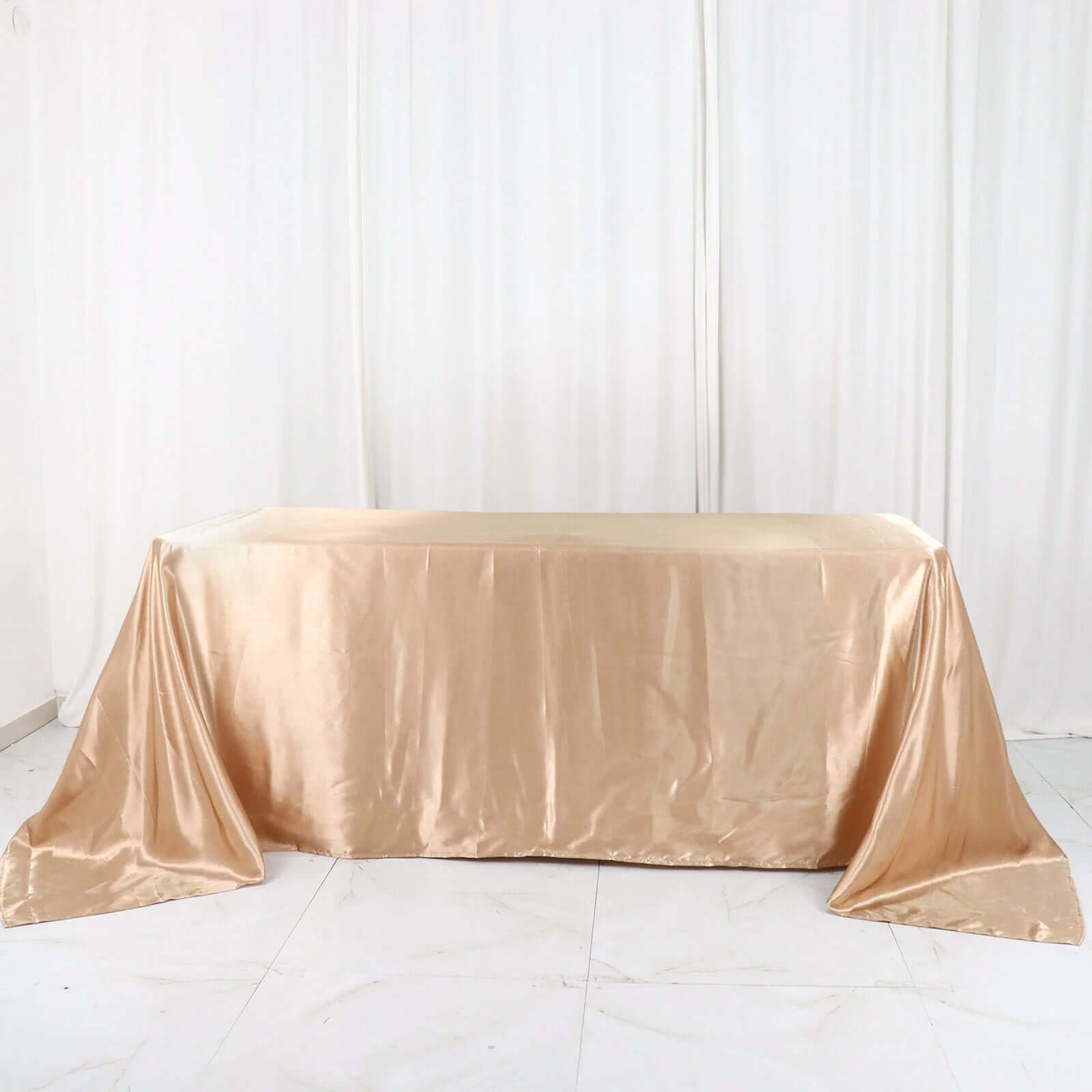 Satin Rectangular 90x132 Tablecloth Nude Satin - Seamless Table Cover