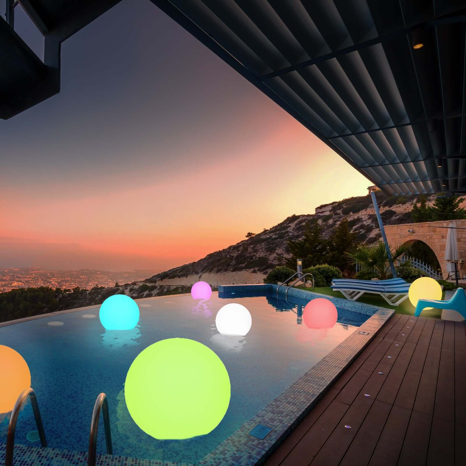 24” LED Color Changing Cordless Floating Pool Light Ball, Garden Light Globe with Remote - 16 RGB Colors With 4 Color Modes