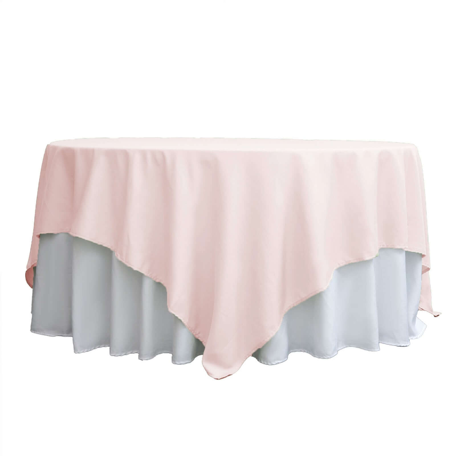 Polyester 90x90 Table Overlay Square Tablecloth Blush - Wrinkle-Resistant & Durable Table Cover