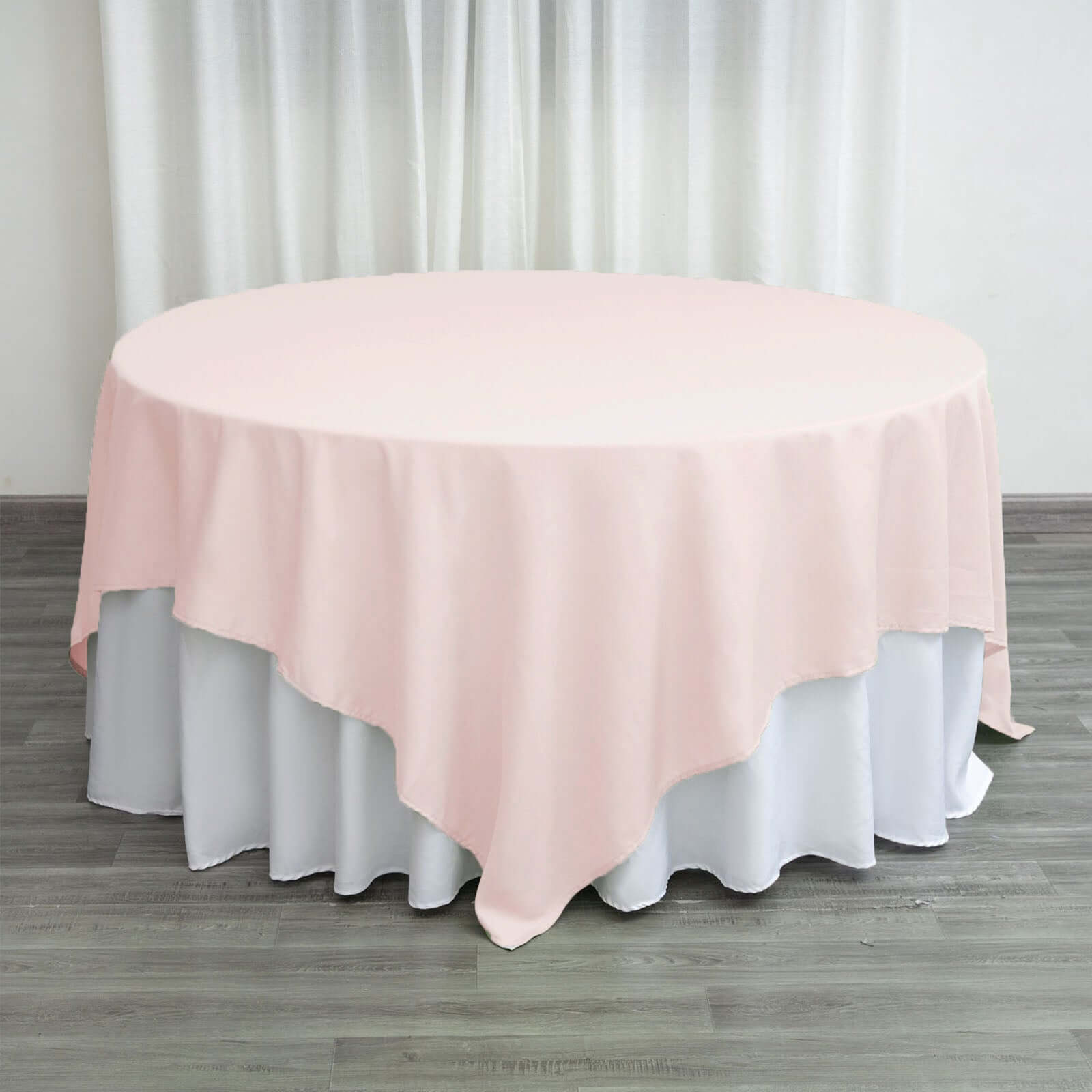 Polyester 90x90 Table Overlay Square Tablecloth Blush - Wrinkle-Resistant & Durable Table Cover