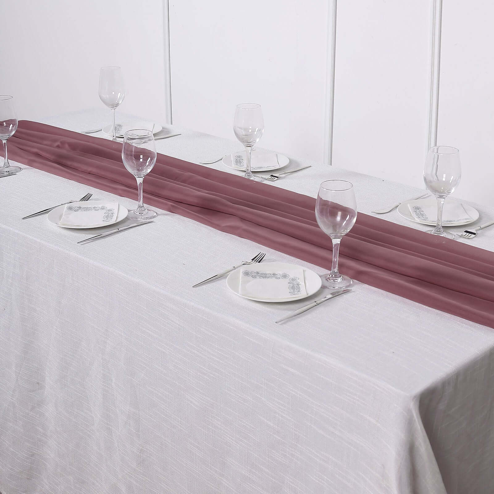 Premium Chiffon 6ft Table Runner Mauve/Cinnamon Rose - Flowy & Lightweight Table Decor
