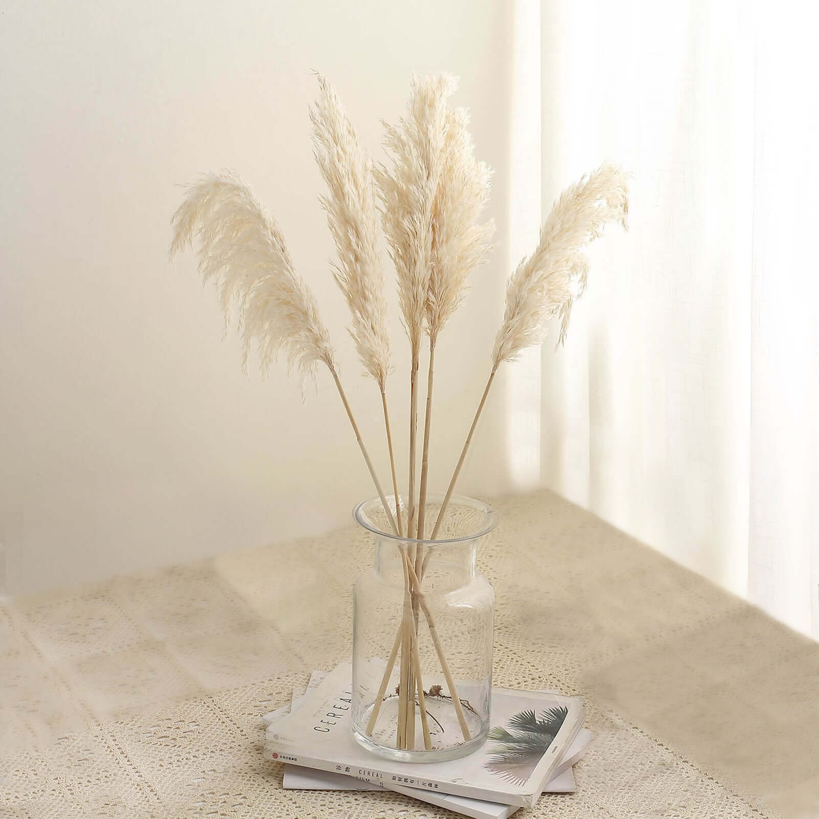 6 Stems Natural Dried Pampas Grass Decor Wheat Tint - Versatile Plant Sprays for Boho Chic Vase Displays Backdrops & Event Styling 32