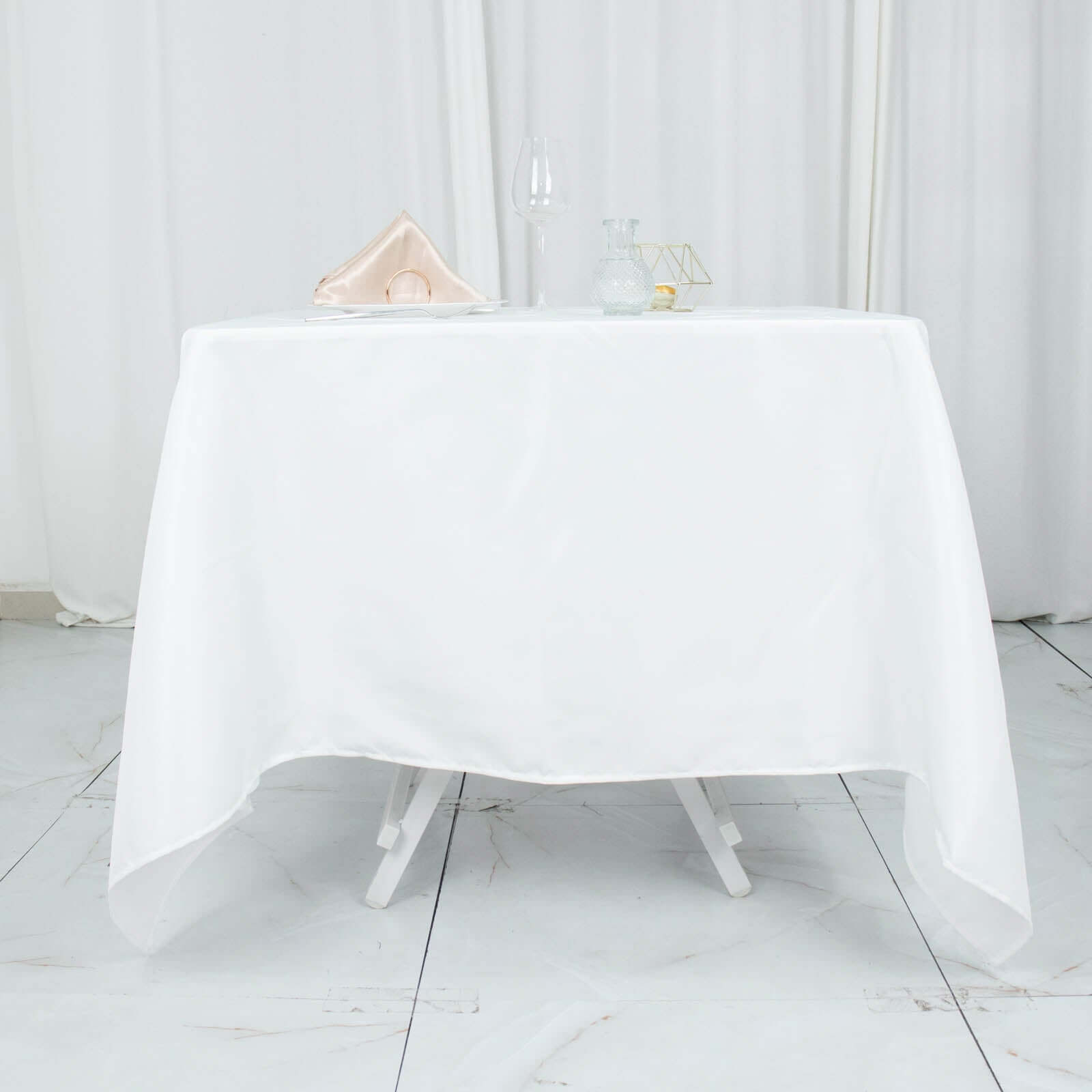 Premium Polyester Square Tablecloth 70x70 White 220GSM Wrinkle-Resistant Table Cover for Stylish Gatherings