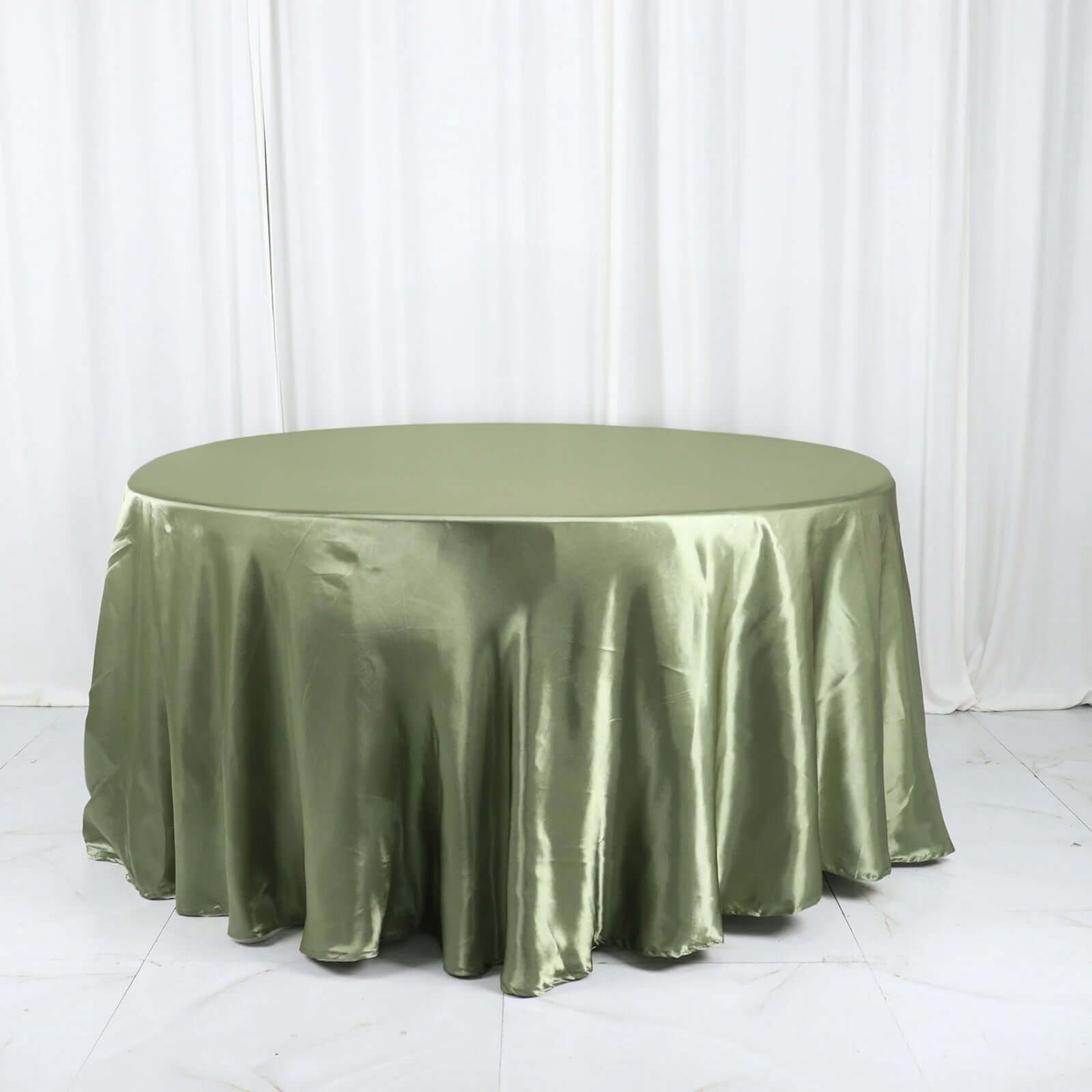 Satin 120 Round Tablecloth Dusty Sage Green - Stylish Seamless Table Cover