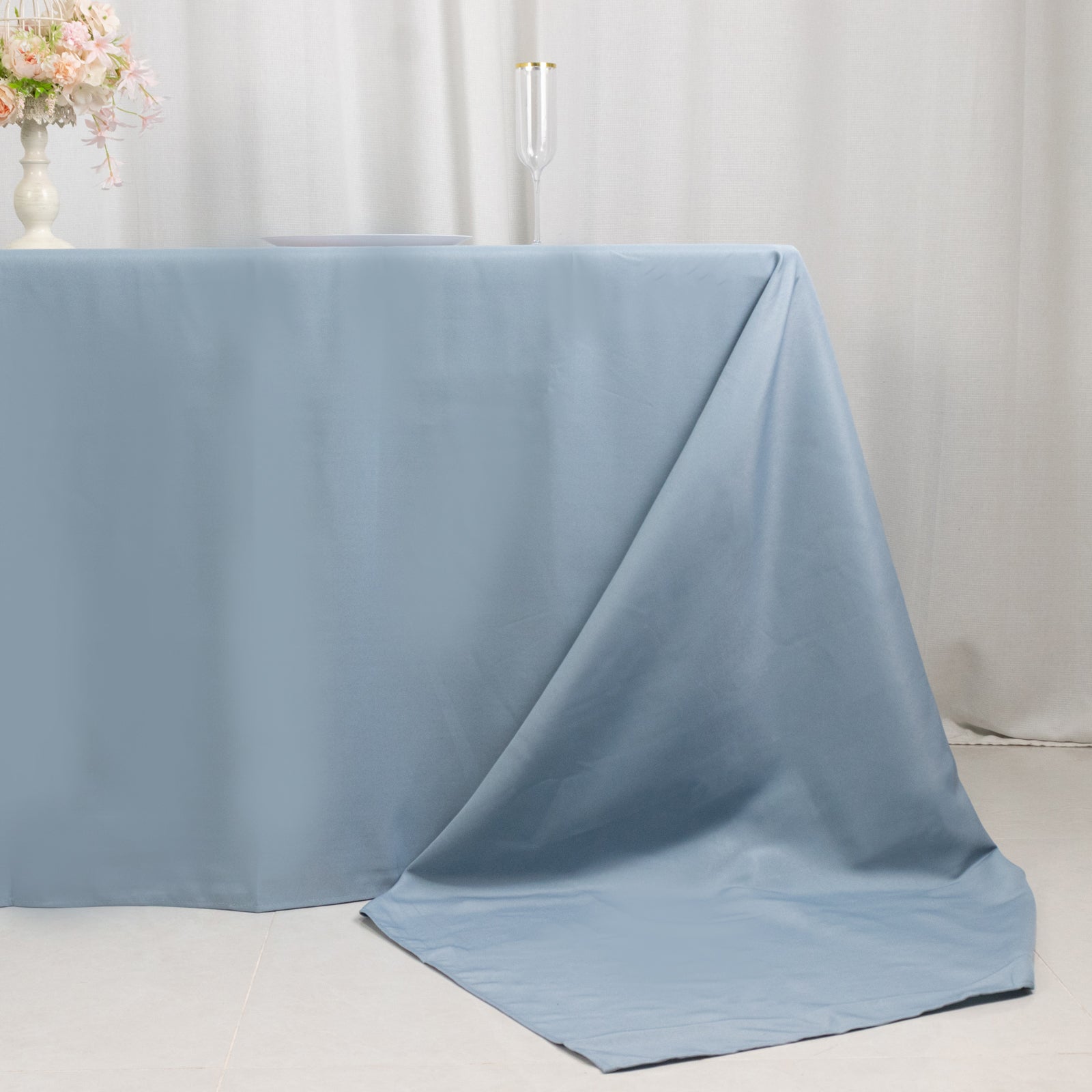 Premium Polyester 90x156 Rectangle Tablecloth Dusty Blue - Seamless 220GSM Stain-Resistant Table Cover