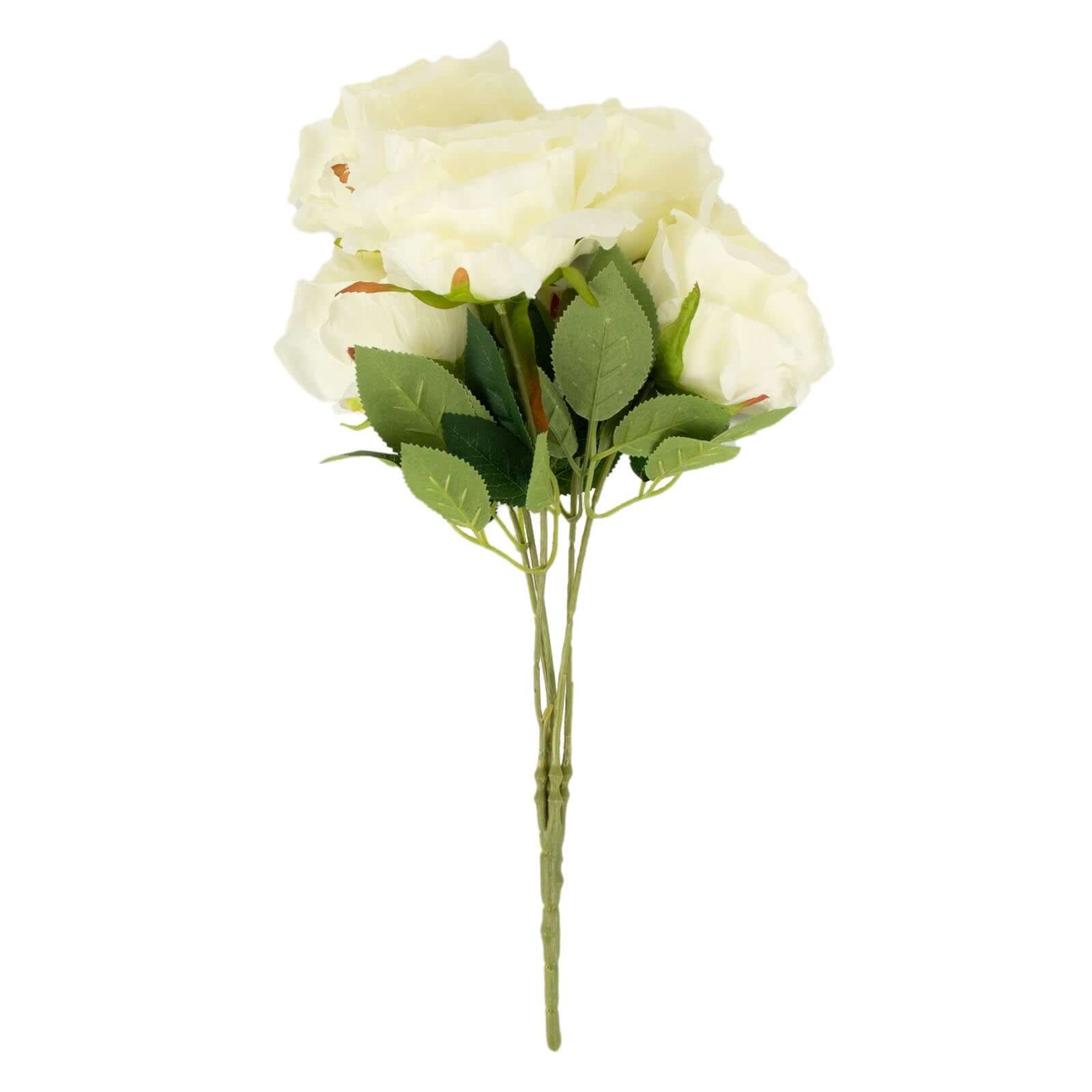 2 Bushes 17 Ivory Premium Silk Jumbo Rose Flower Bouquet, High Quality Artificial Wedding Floral Arrangements