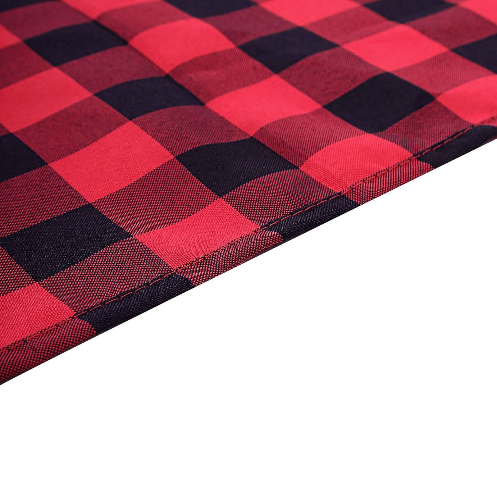 5 Pack Polyester Chair Sashes Black/Red Buffalo Plaid - Durable & Reusable Chair Bows 6x108