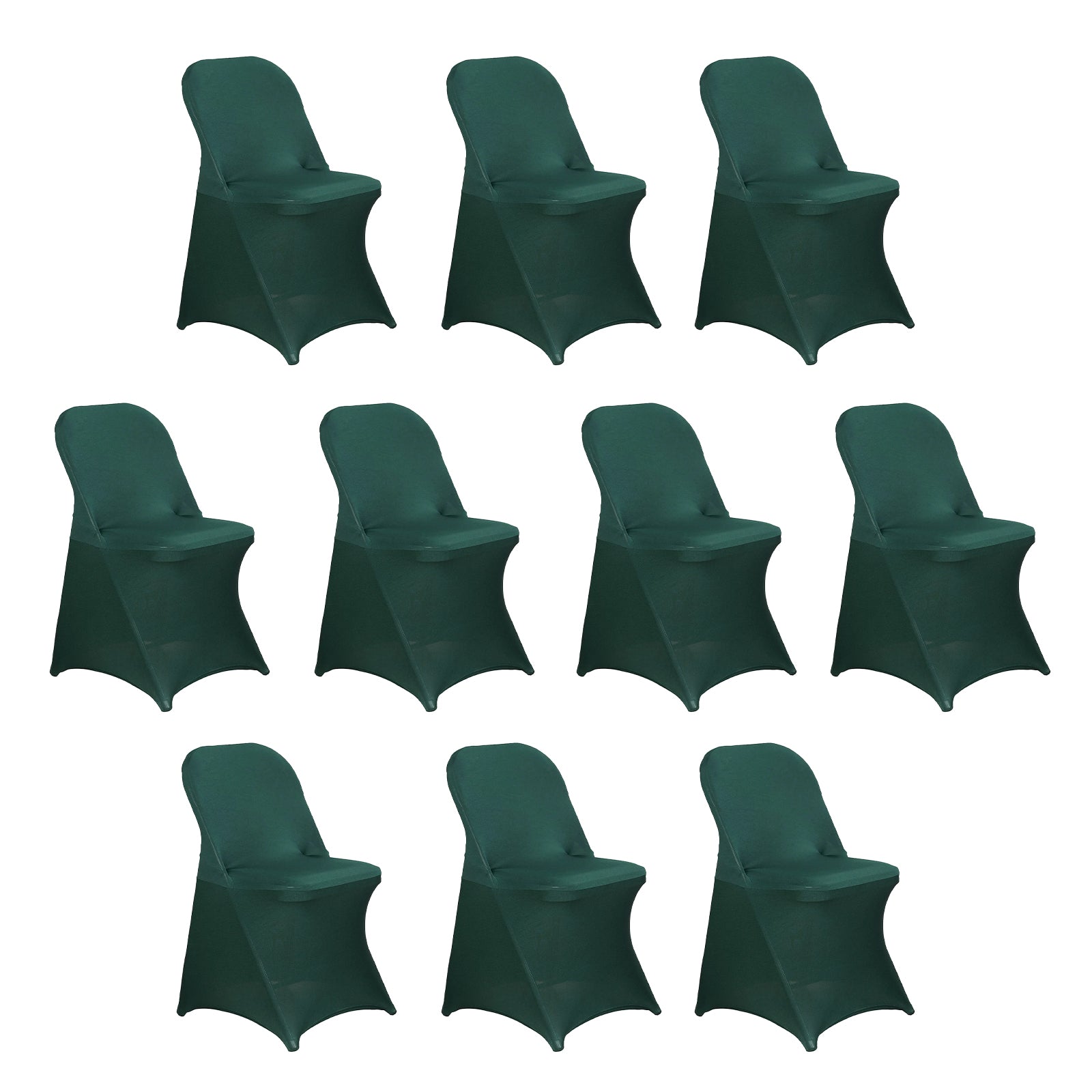 10 Pack Stretch Spandex Chair Covers Hunter Emerald Green for Folding Chairs - Durable 160GSM Fitted Slipcovers