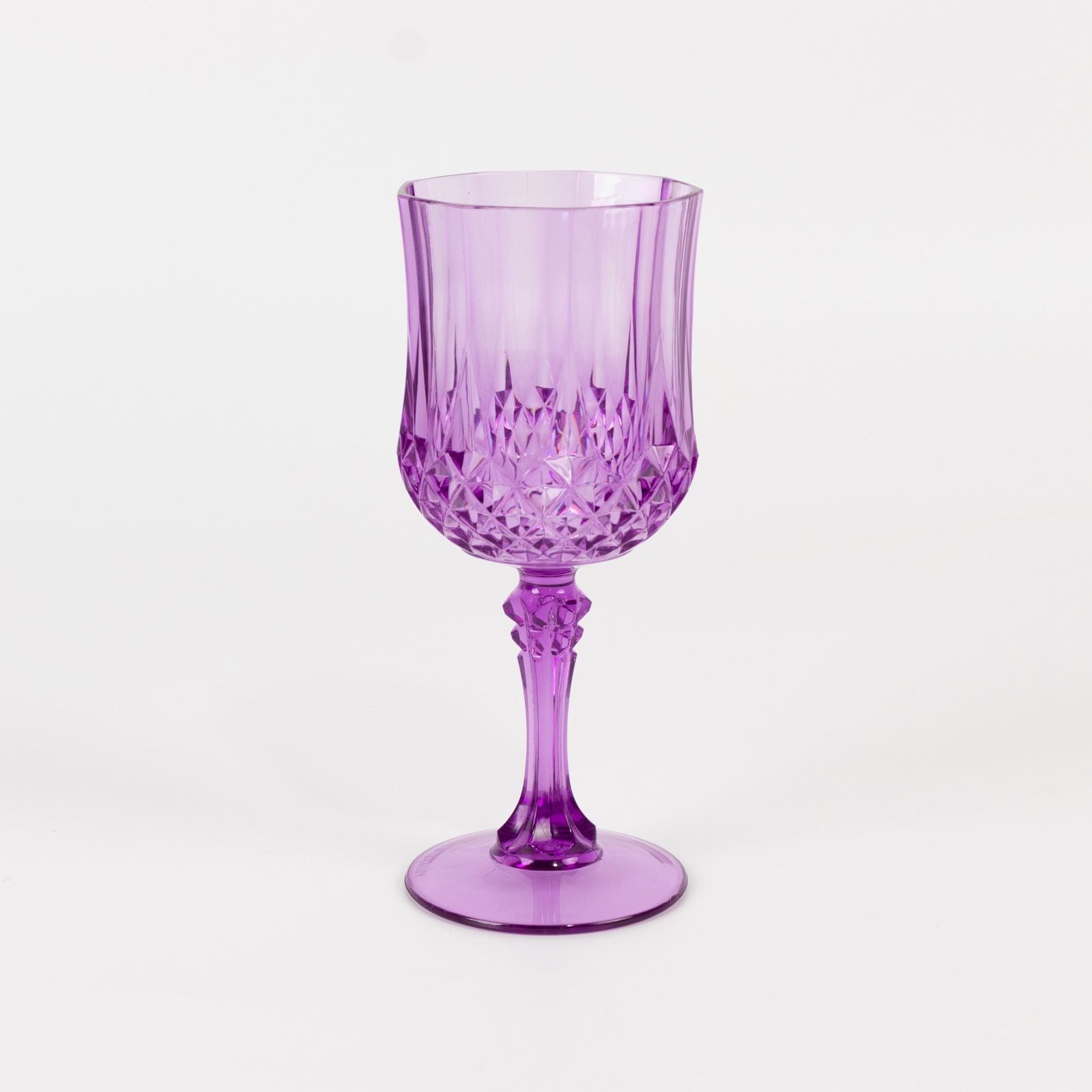 6-Pack Plastic Cocktail Goblets Purple Transparent Crystal Cut - Shatterproof Drinkware 8oz