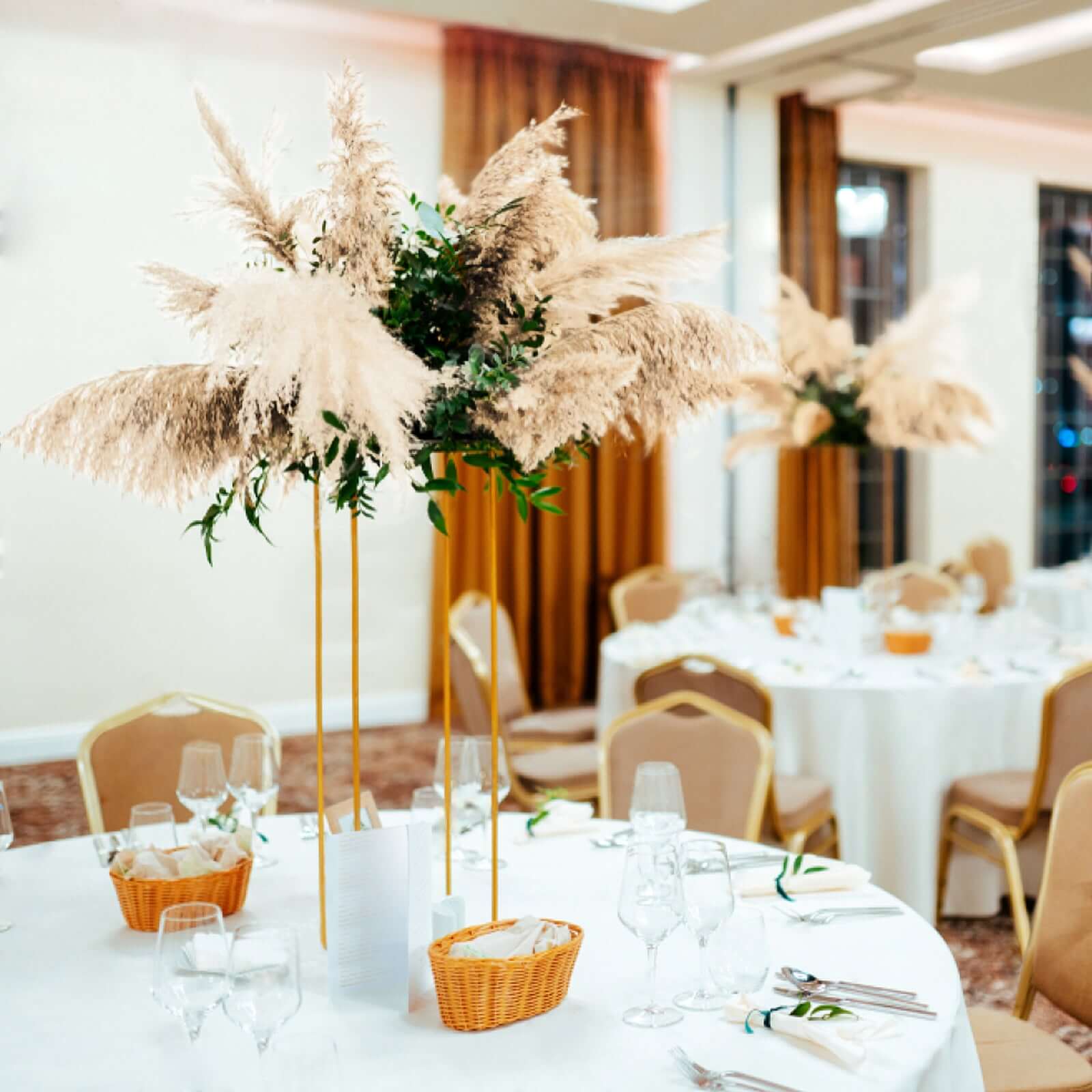 6 Stems Natural Dried Pampas Grass Decor Wheat Tint - Versatile Plant Sprays for Boho Chic Vase Displays Backdrops & Event Styling 32