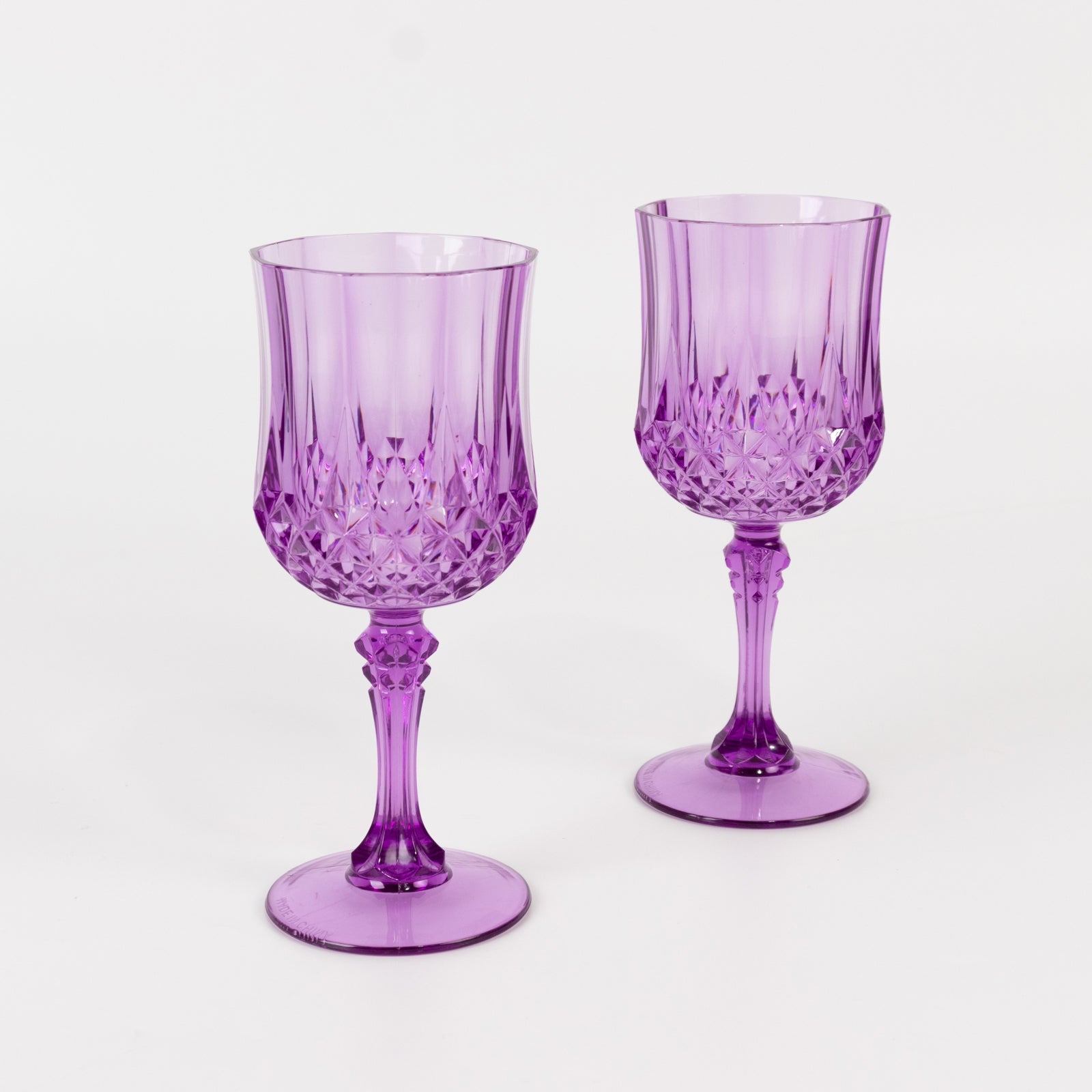 6-Pack Plastic Cocktail Goblets Purple Transparent Crystal Cut - Shatterproof Drinkware 8oz