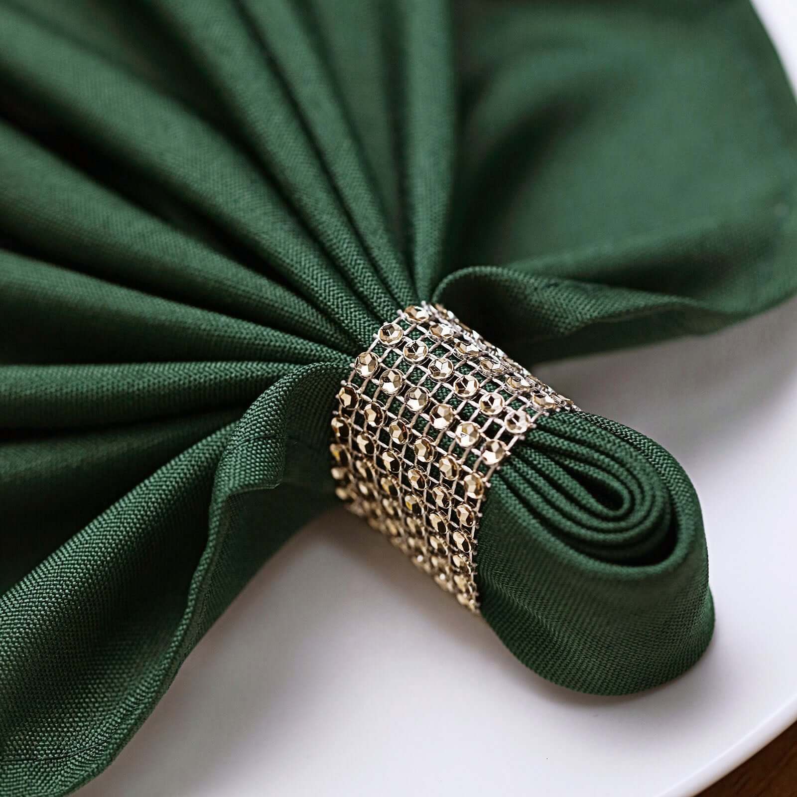 10 Pack Rhinestone Napkin Rings with Velcro Brooch Buckle Antique Gold - Stylish Design for Chair Sashes