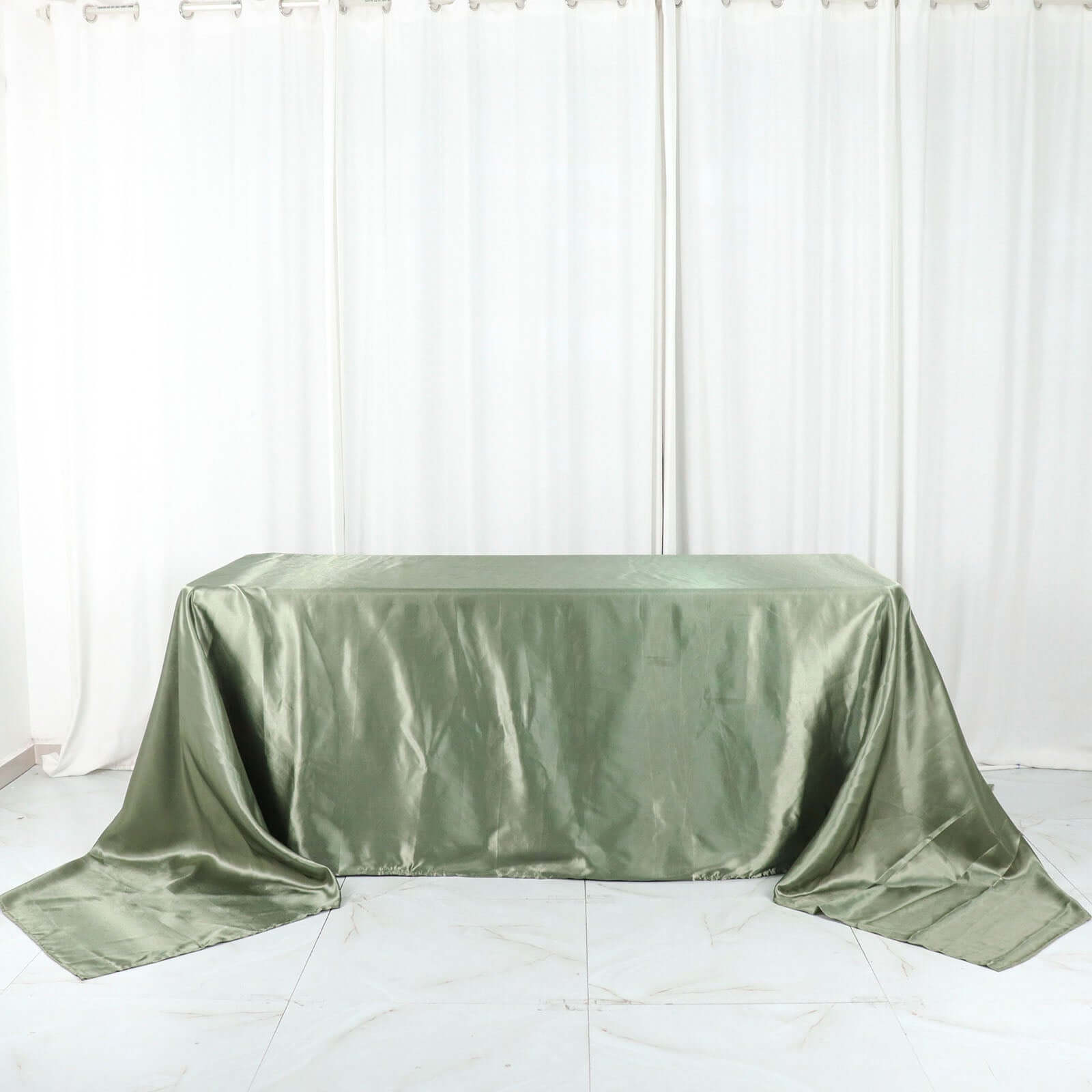 Satin Rectangular 90x156 Tablecloth Dusty Sage Green - Seamless Table Cover