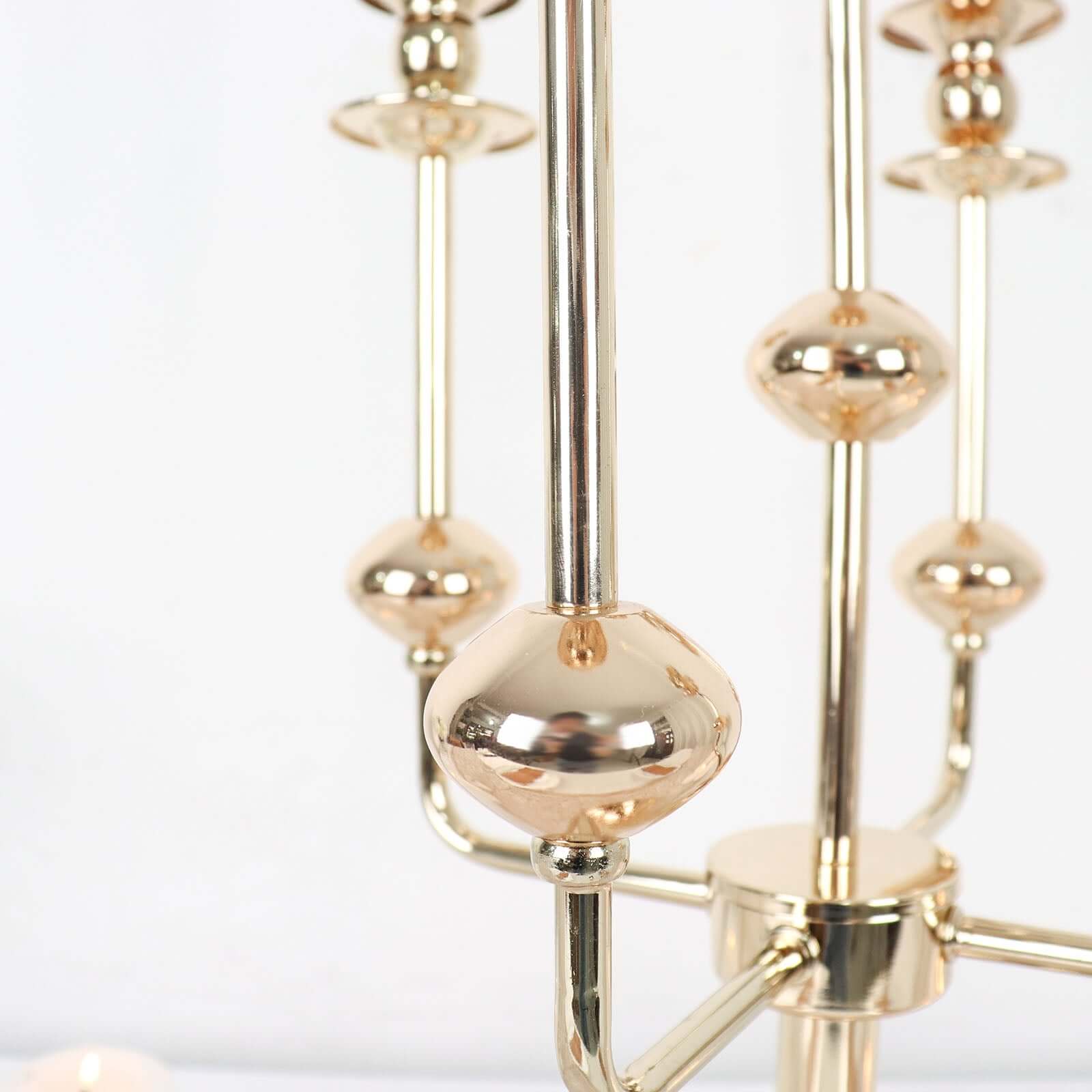 5-Arm Taper Candelabra Wedding Candle Holder Gold Metal Table Display - Perfect for Events 20