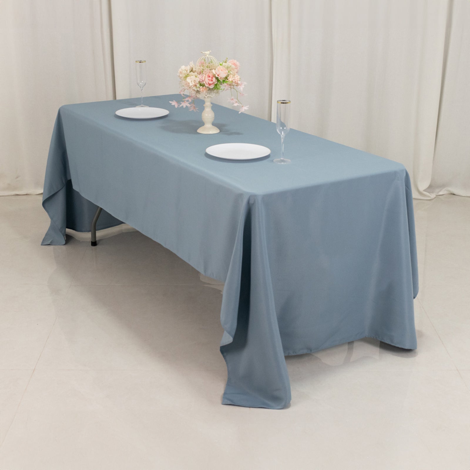 Premium Polyester 60x126 Rectangle Tablecloth Dusty Blue - Stain-Resistant 220GSM Finish Table Cover