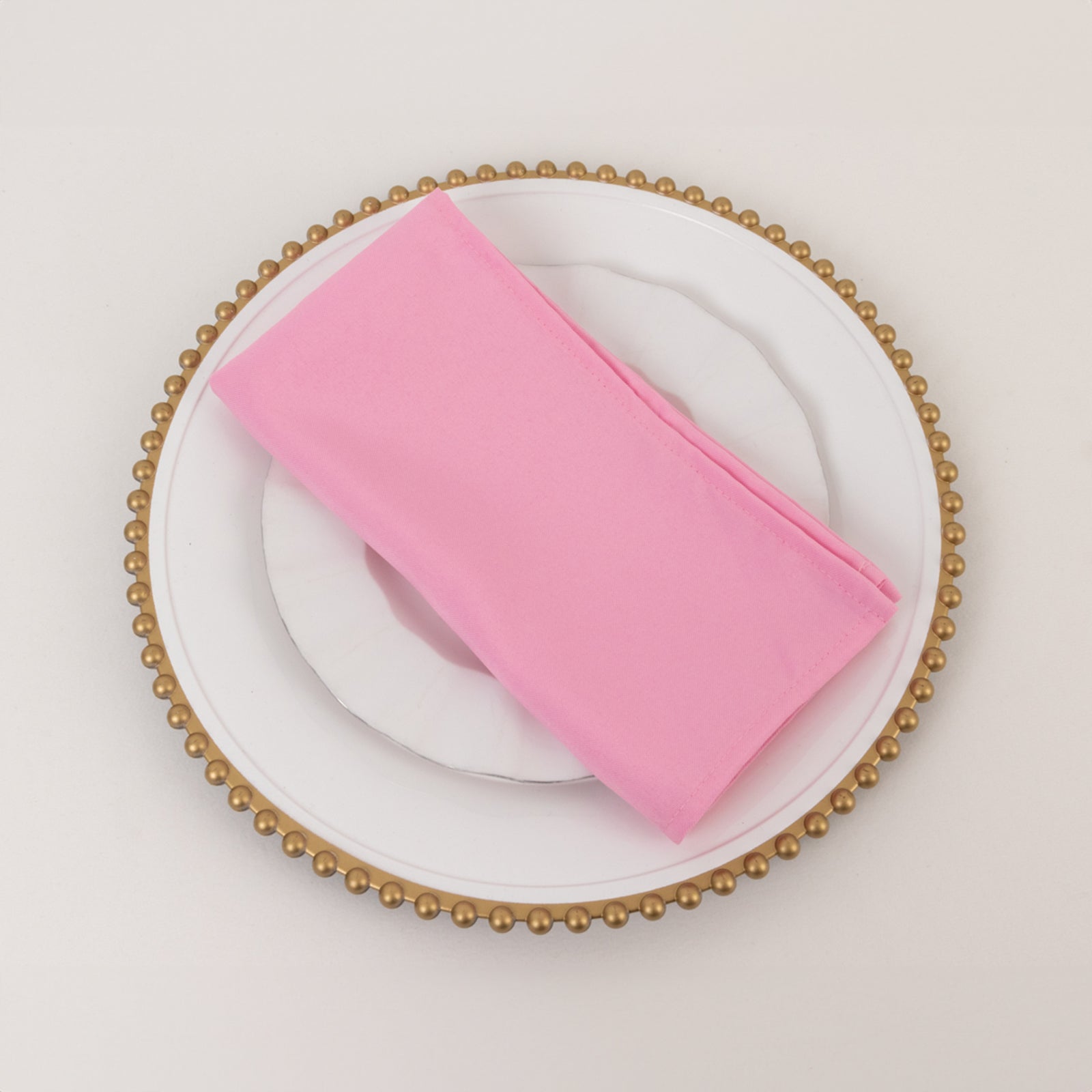 5 Pack Premium Polyester 20x20 Napkins Pink - Wrinkle-Resistant & Durable Dinner Napkins