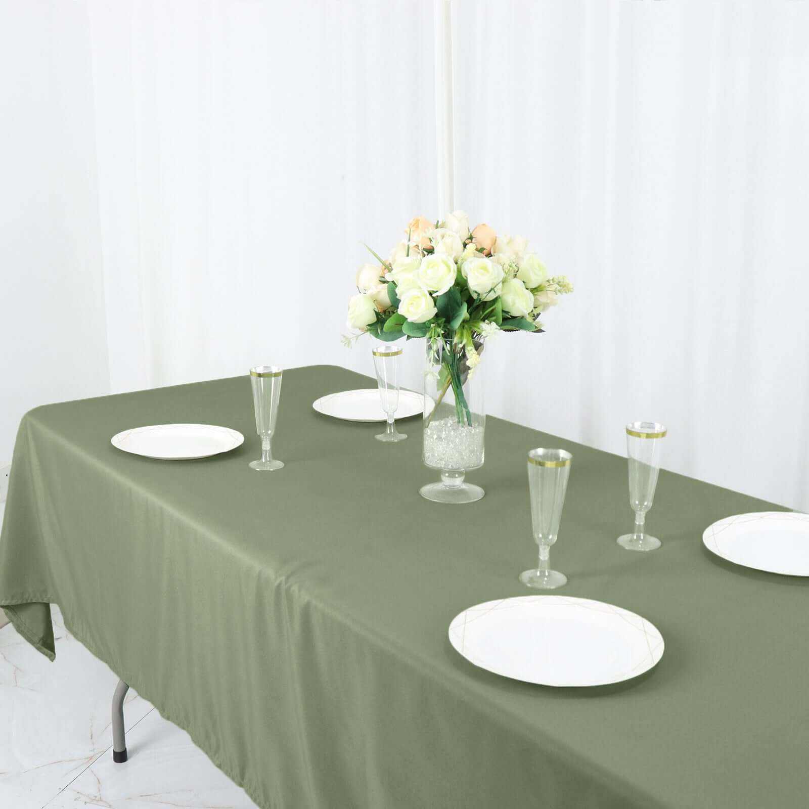 Polyester 60x126 Rectangle Tablecloth Dusty Sage Green - Wrinkle-Resistant Table Cover