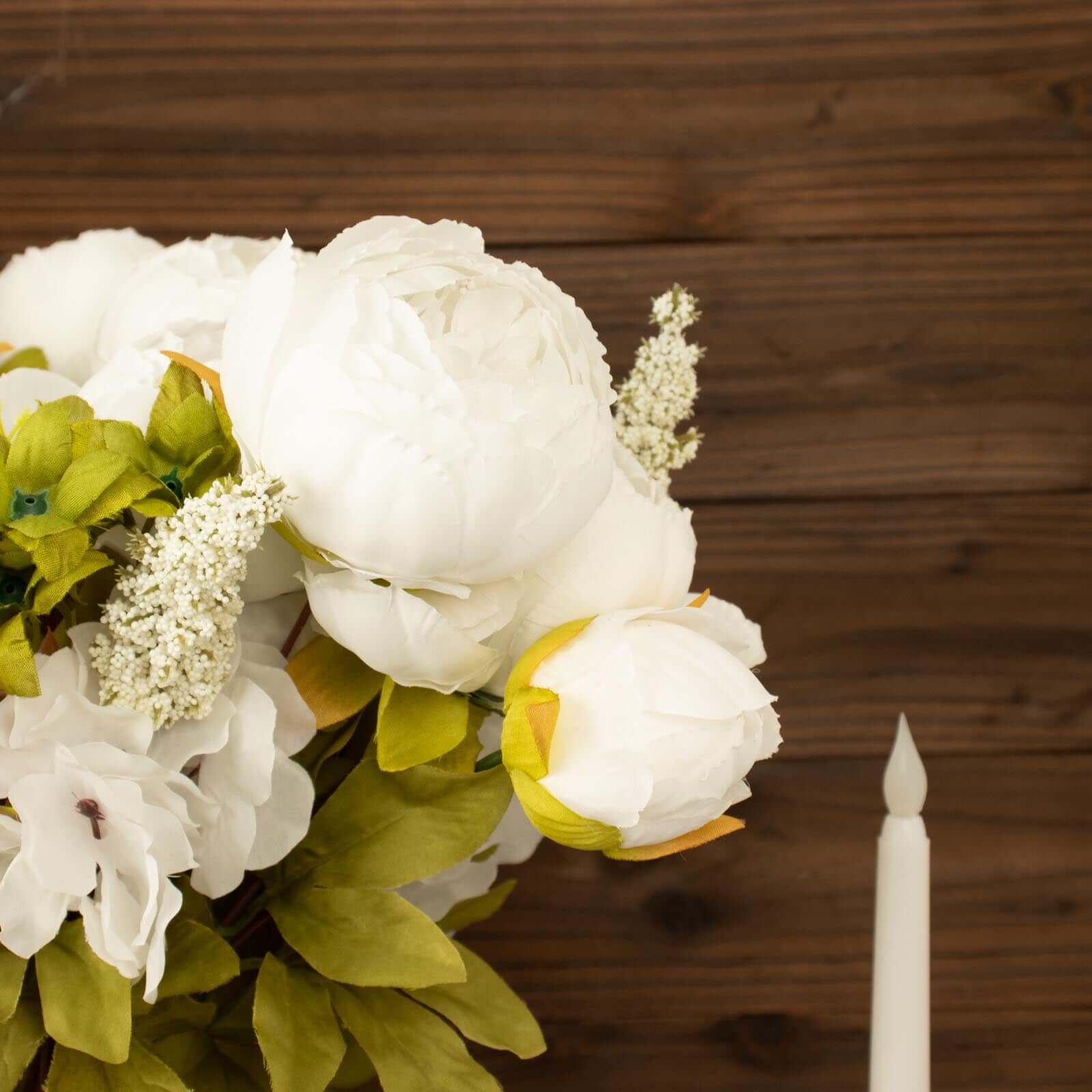 2 Pack 19 White Artificial Peony Flower Wedding Bouquets, Faux Silk Flower Arrangements