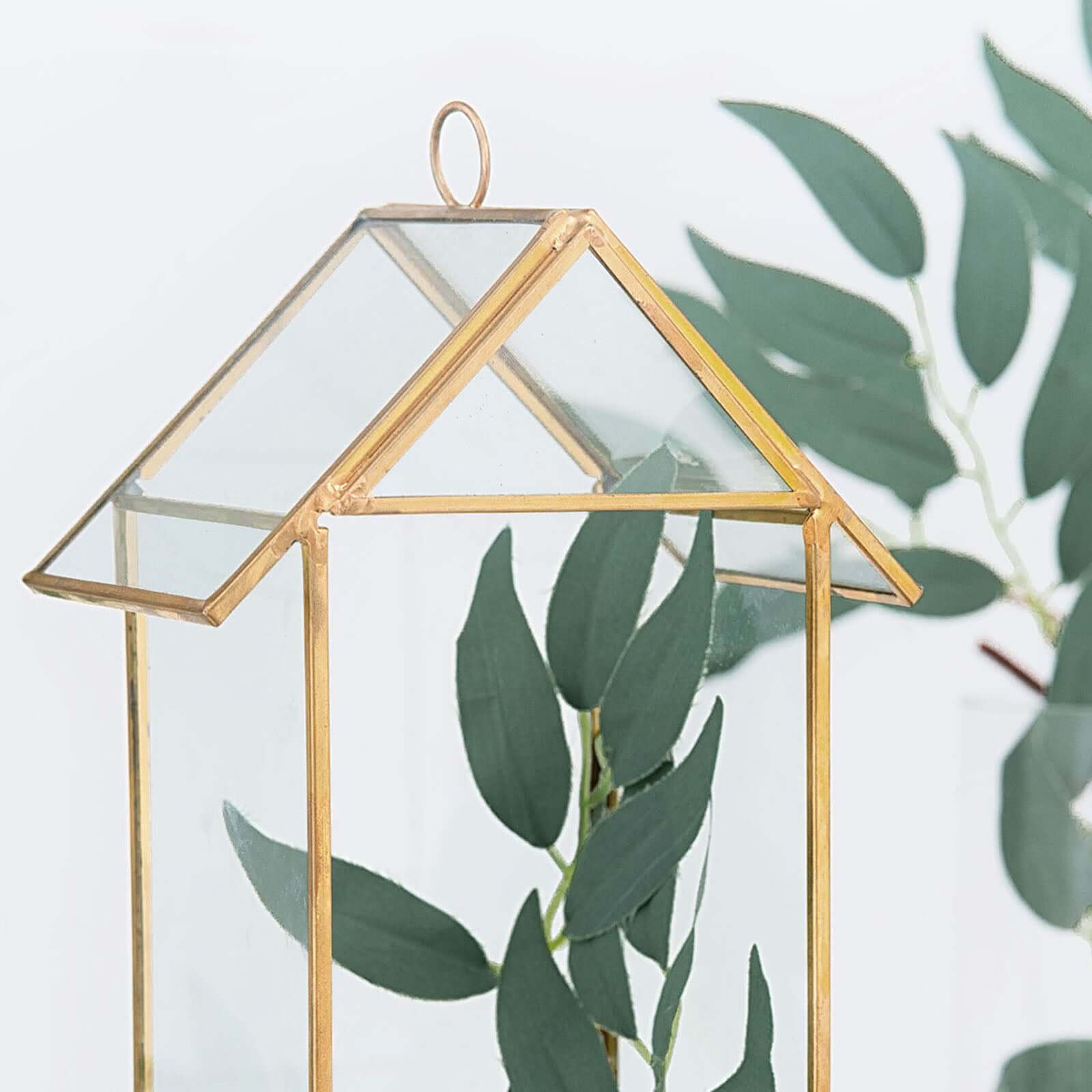 Glass Terrarium Hanging House Lantern Design Metal Gold - Versatile Holder for Air Plants & Displays 11