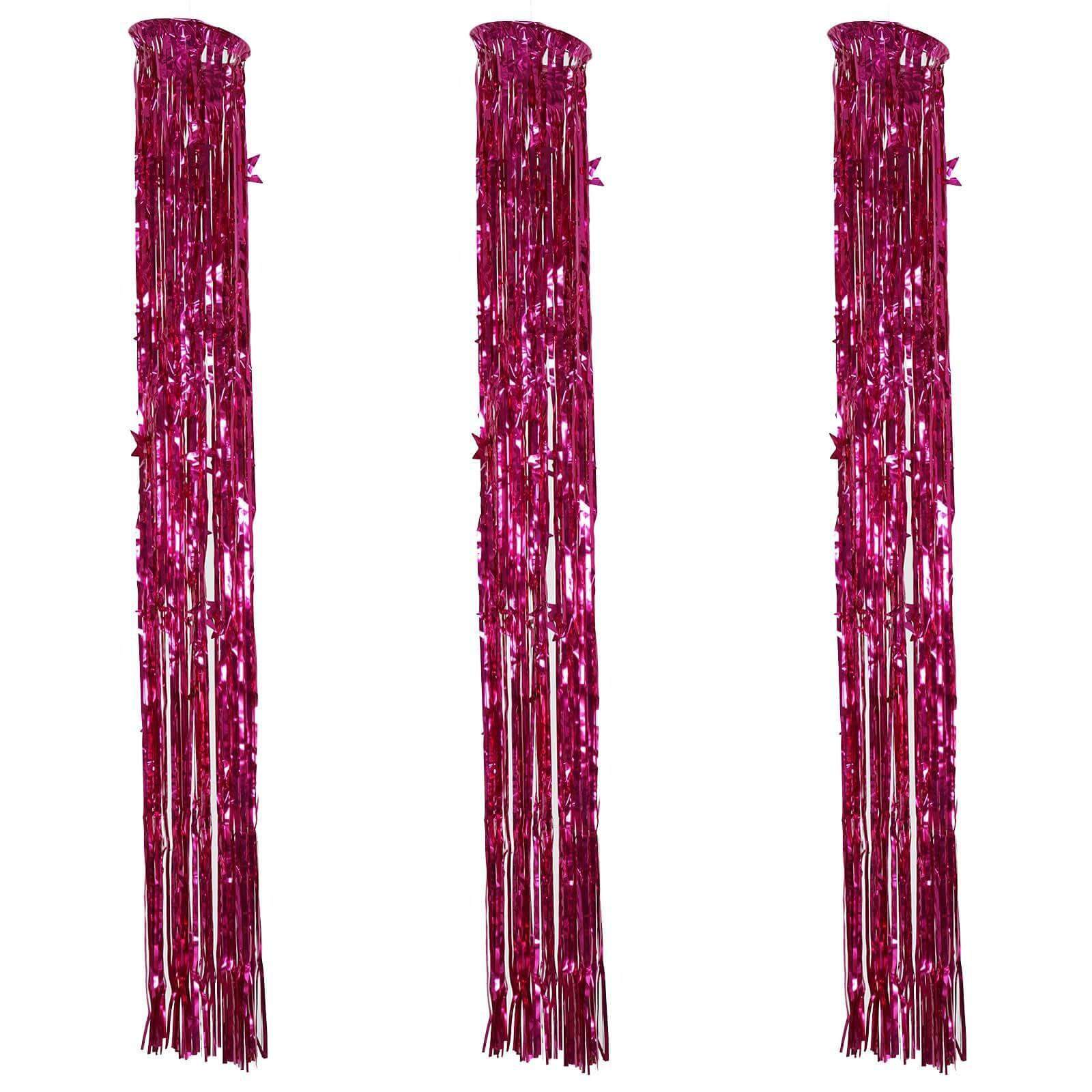 Metallic Fuchsia Foil Fringe Hanging Curtain Column