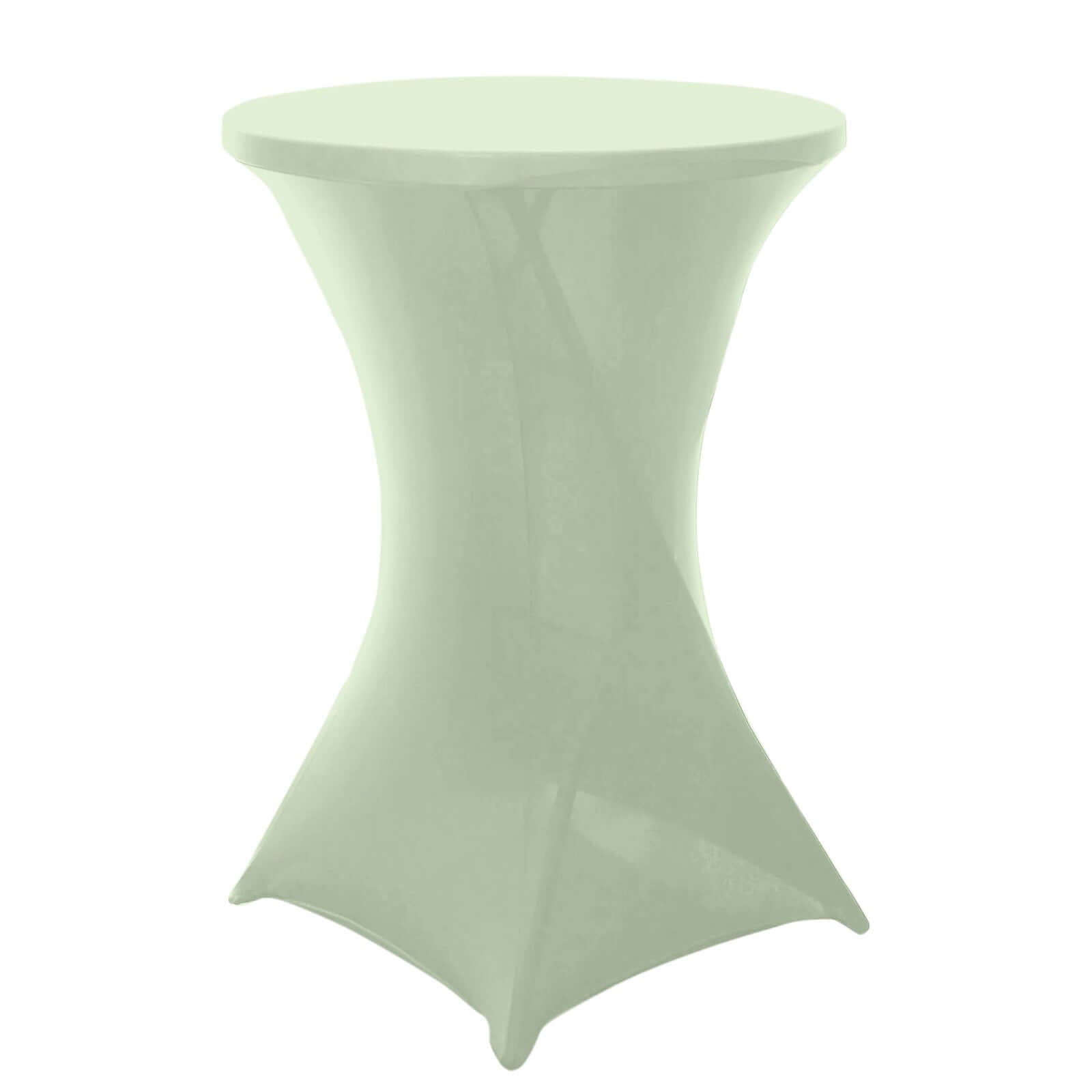 Spandex 24-32 Round Cocktail Table Cover Sage Green - Easy to Maintain Stretch Fitted Highboy Tablecloth