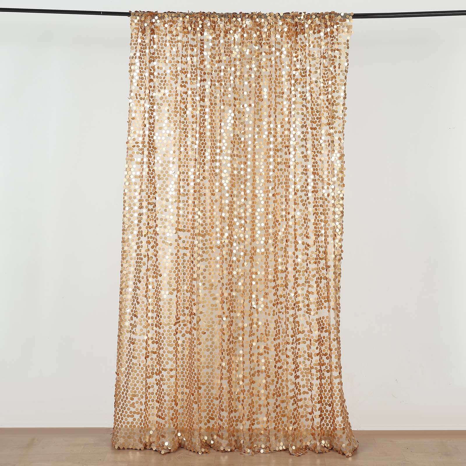 8ftx8ft Matte Champagne Big Payette Sequin Event Curtain Drapes, Backdrop Event Panel