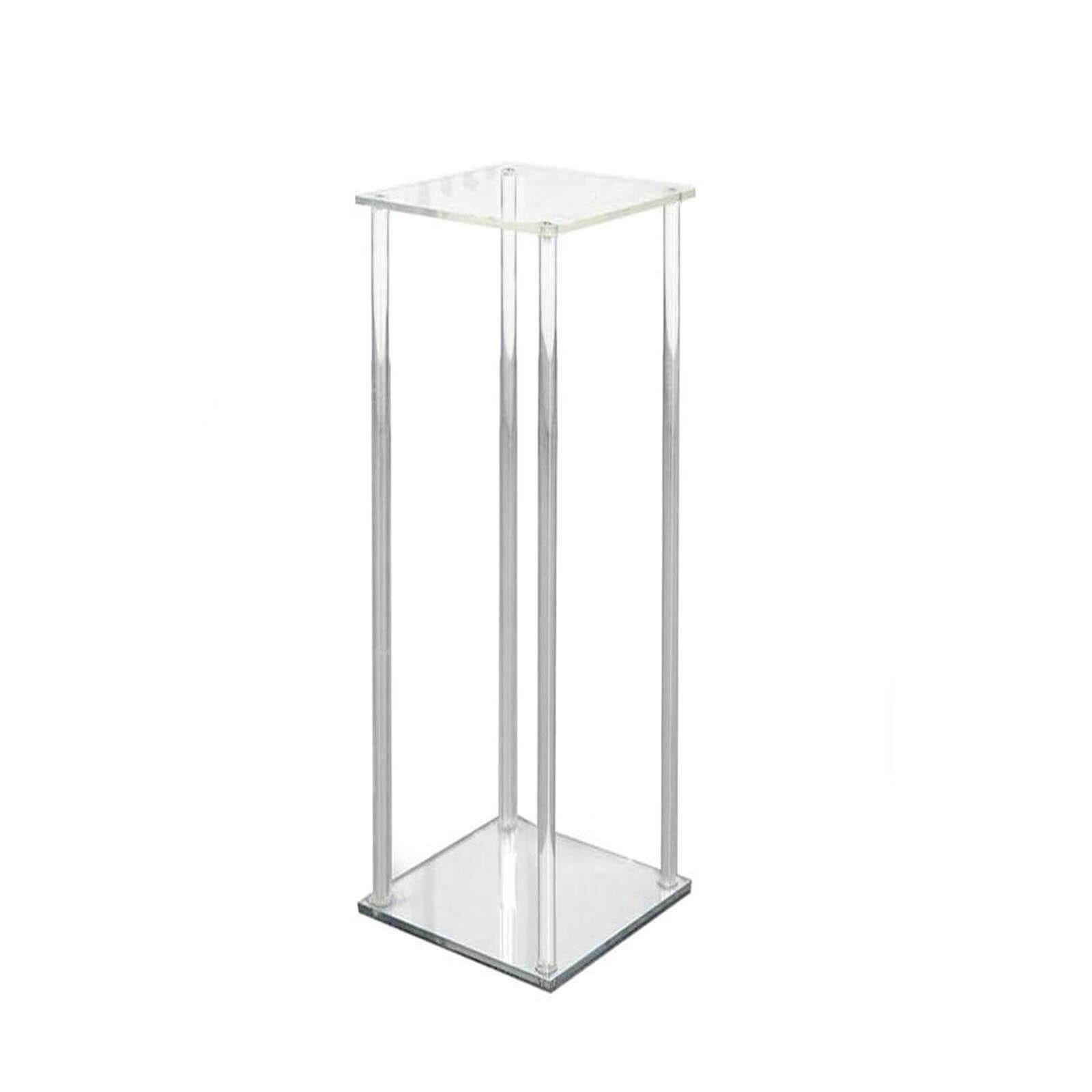 Acrylic Floor Vase Flower Stand with Square Mirror Base Clear - Decorative Wedding Column Centerpiece 32