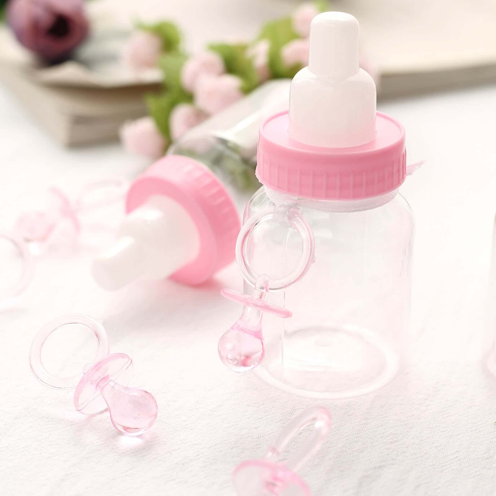 12 Pack Small Pink Decorative Baby Pacifiers, Baby Shower Favors