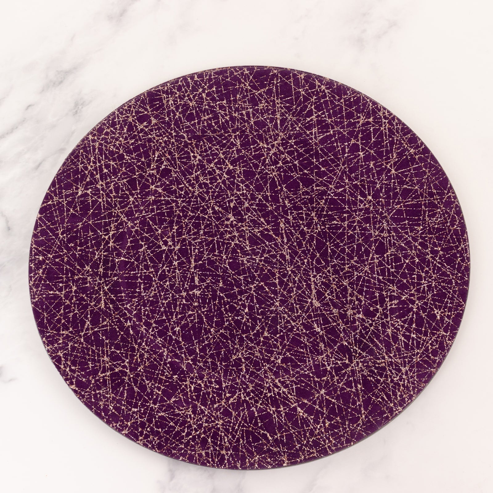 6-Pack Acrylic Round Charger Plates 13 in Purple with Gold Glitter Abstract Lines Pattern, Decorative Dinner Party Charger Tableware