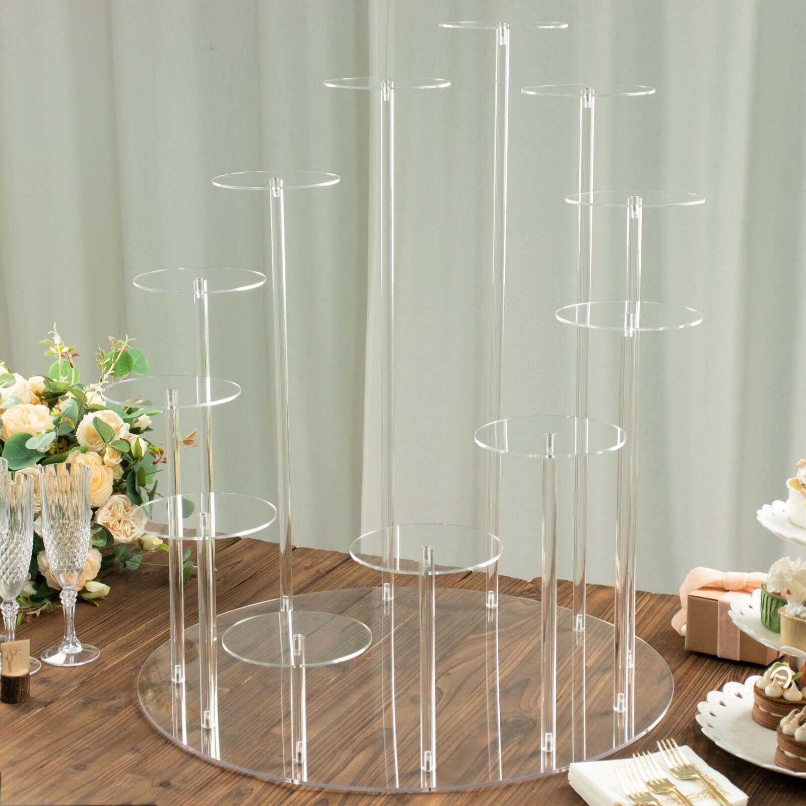 Acrylic Cake Stand with 12-Arm Tiered Cupcake Holders Clear - Easy Assembly Multi-layer Dessert Display Centerpiece Tower for Weddings Gala Events & Celebrations 29