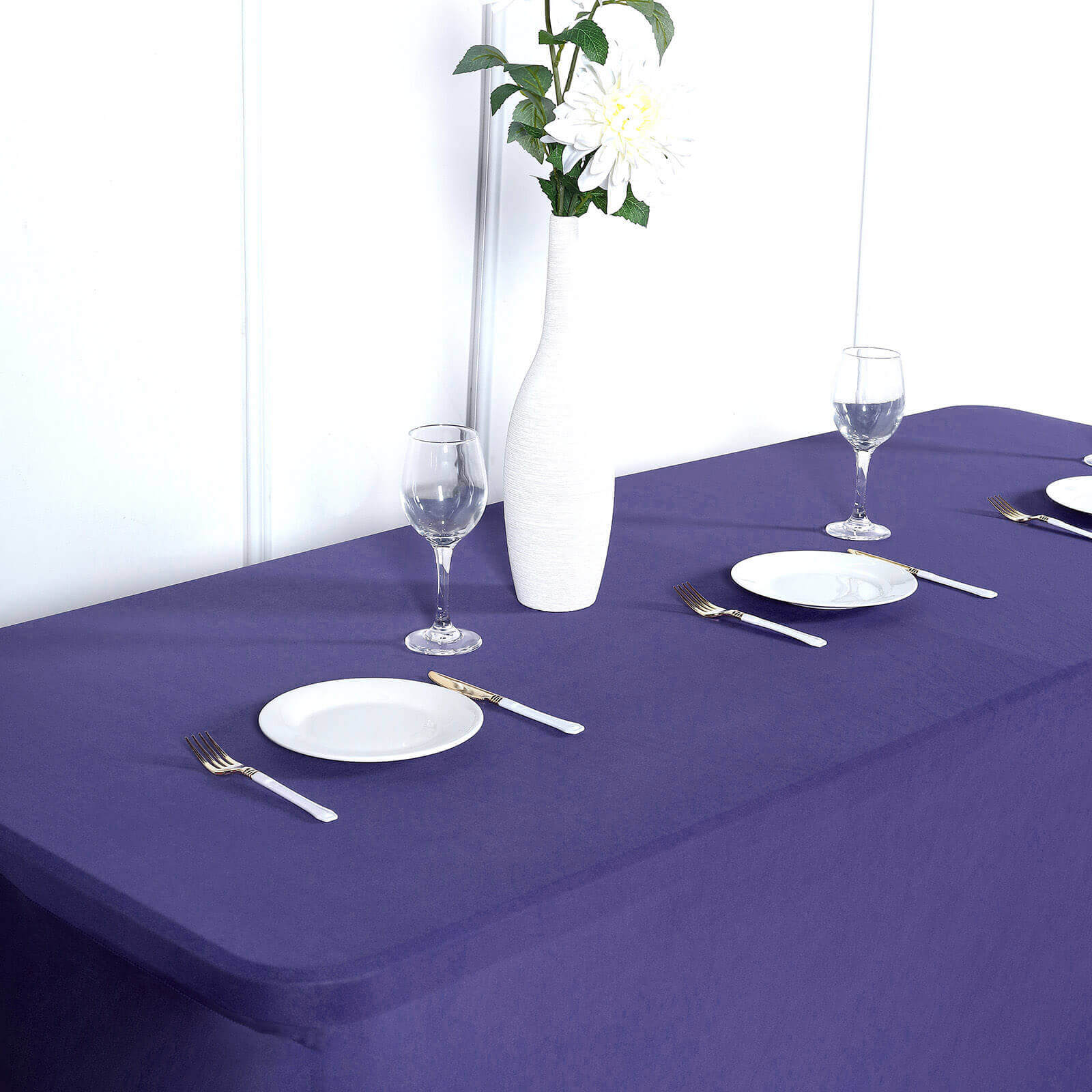 Stretch Spandex 96x30 Rectangle Table Cover Purple - Durable Form-Fitting Tablecloth