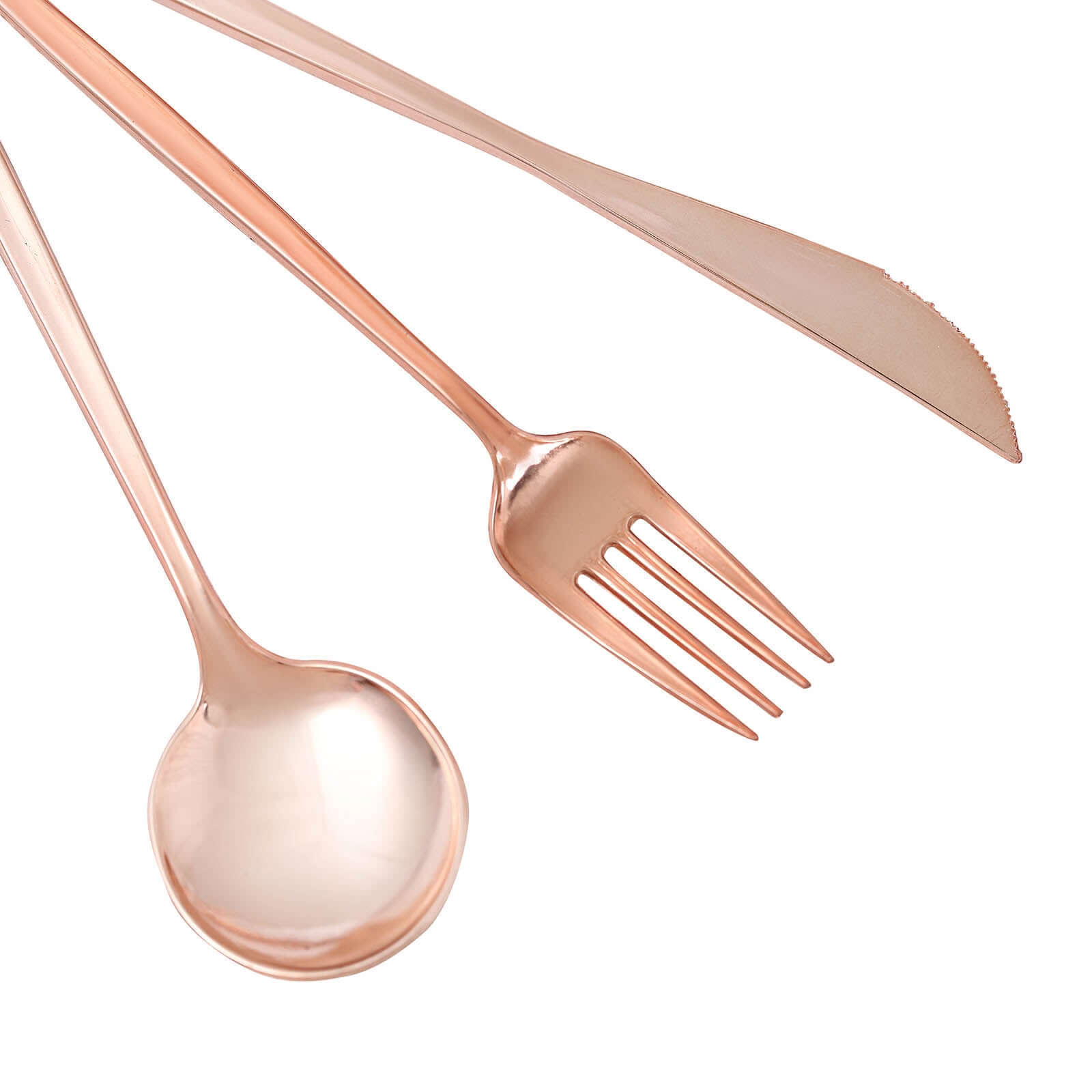 24-Pack Plastic Flatware Set with Sleek Modern Design Rose Gold - Premium Disposable Silverware 8