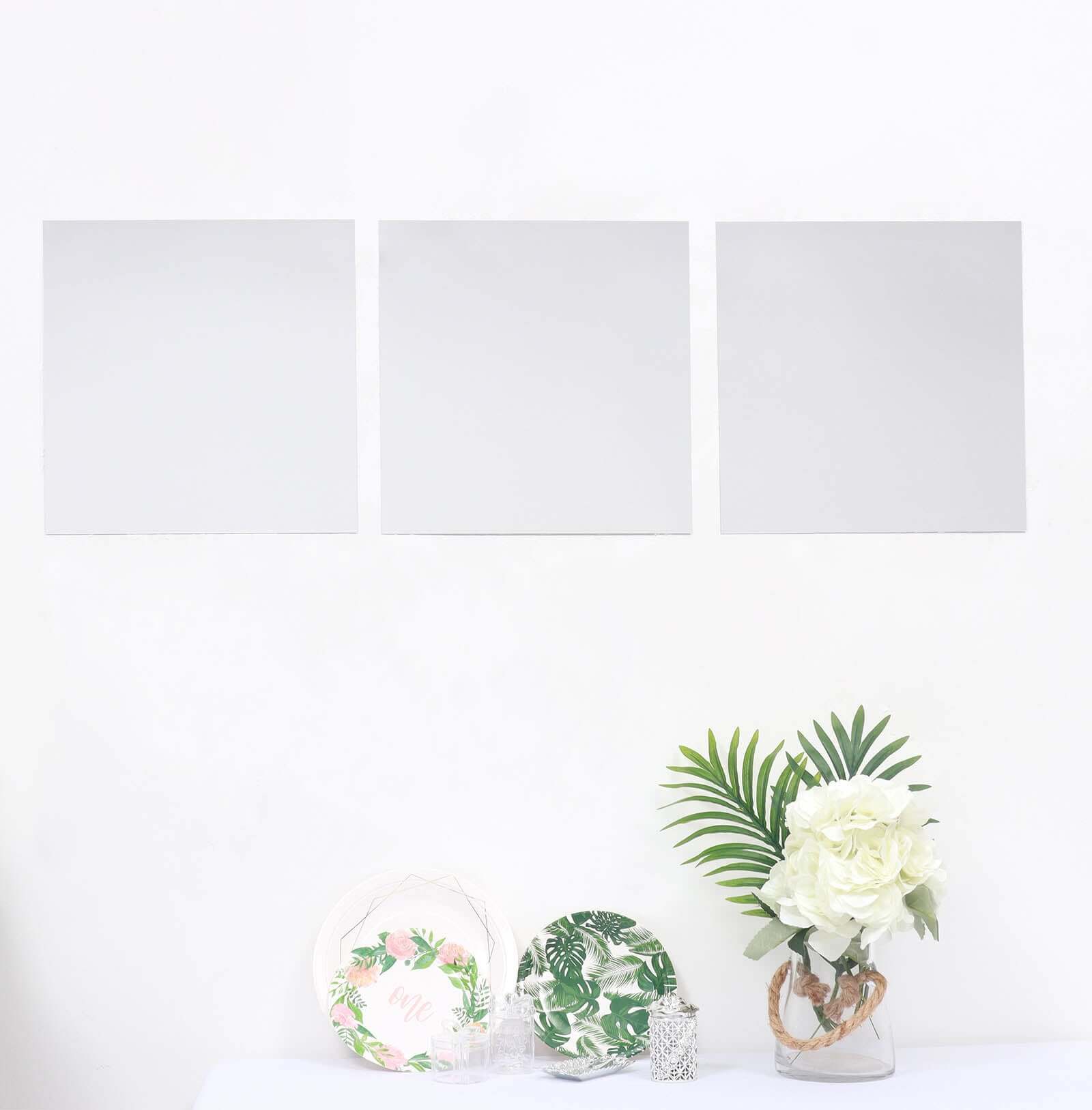 12 Pack Square Acrylic Mirror Wall Stickers, 12x12 Removable Wall Decals For Home Decor